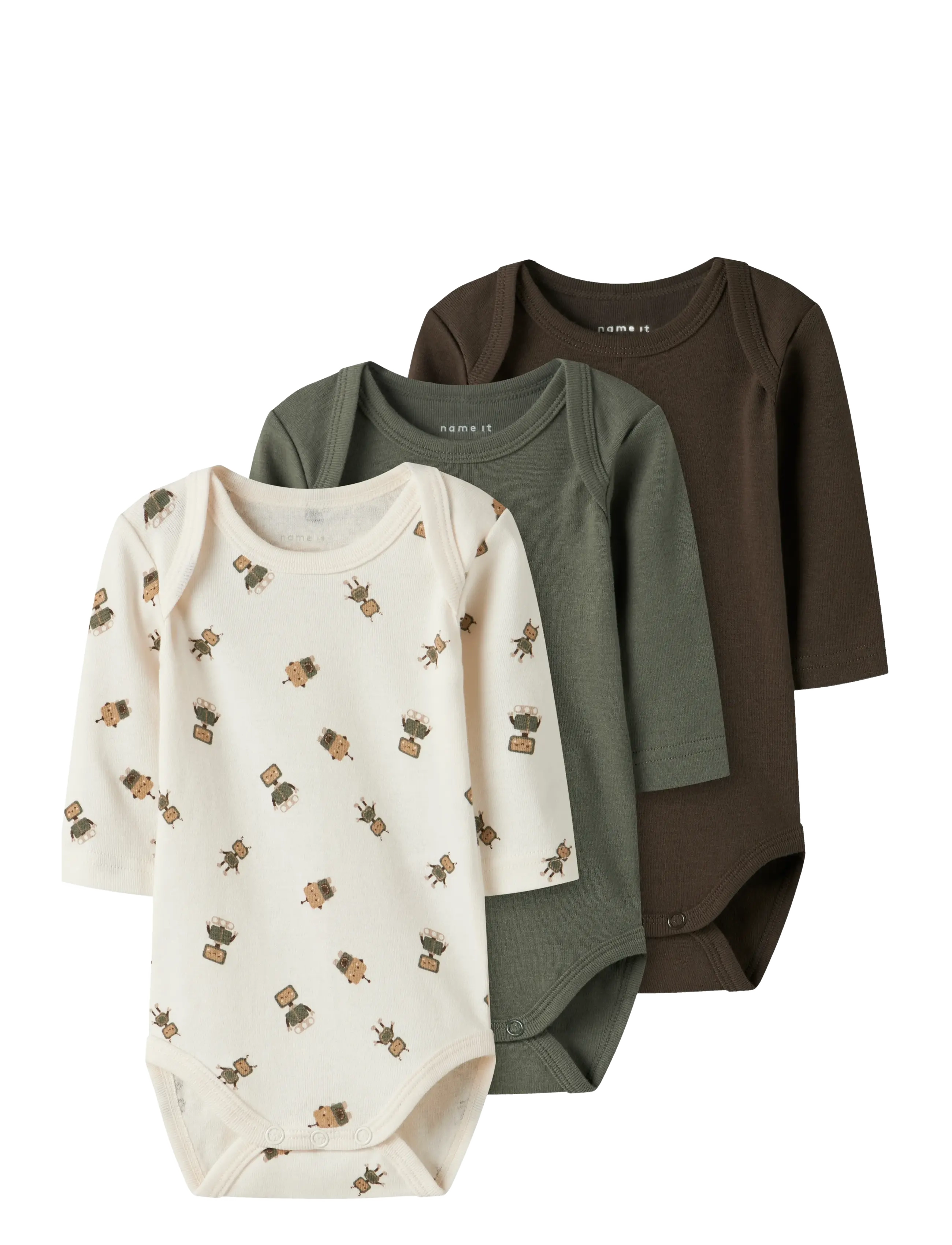 NAME IT Nbmbody 3P Ls Robot Noos Khaki - 80 - Kinder