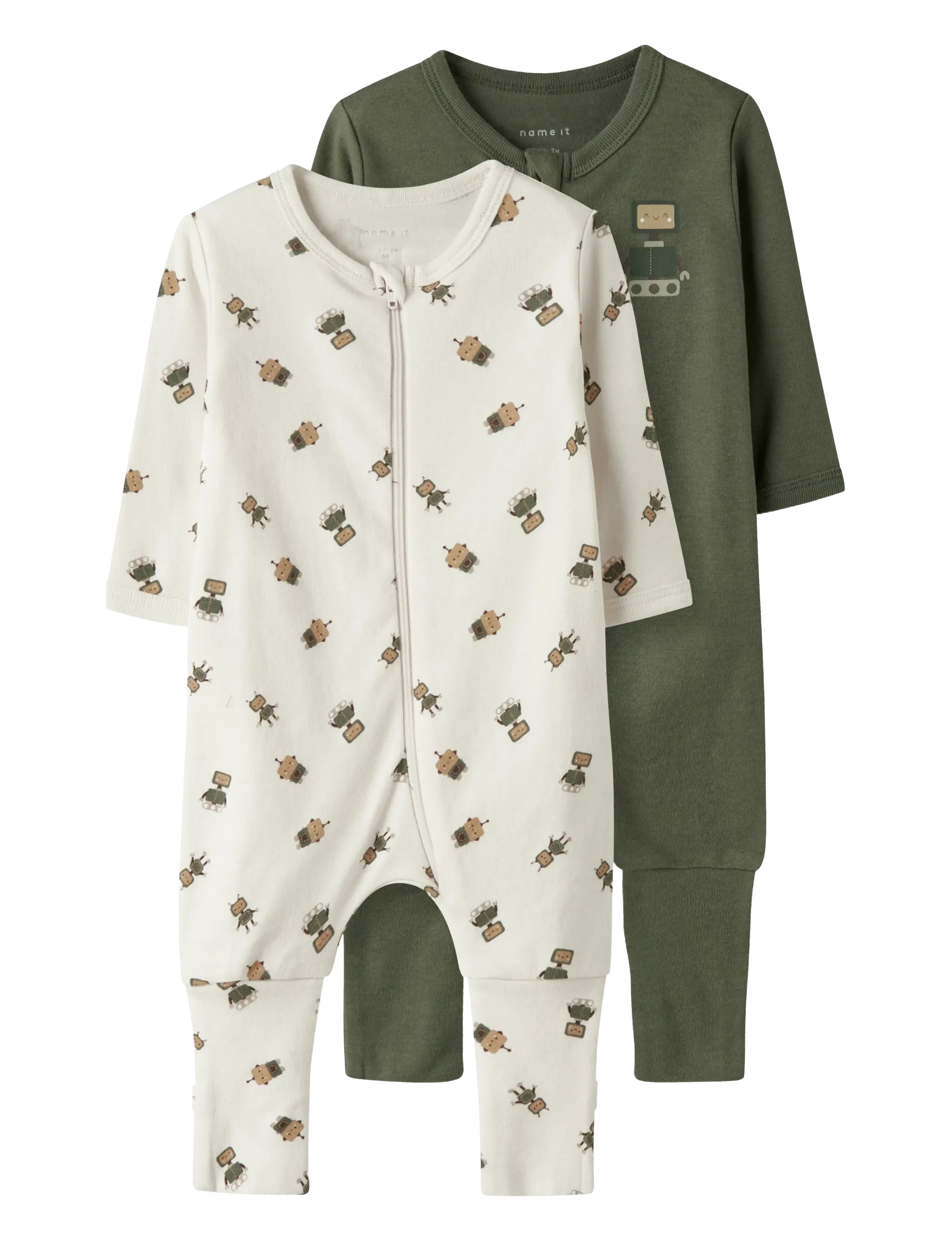 NAME IT Nbmnightsuit 2P Zip Ff Robot Noos Cream - 80 - Kinder