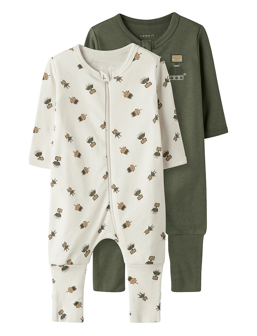 name it - NBMNIGHTSUIT 2P ZIP FF ROBOT NOOS - schlafoveralls - jet stream - 1