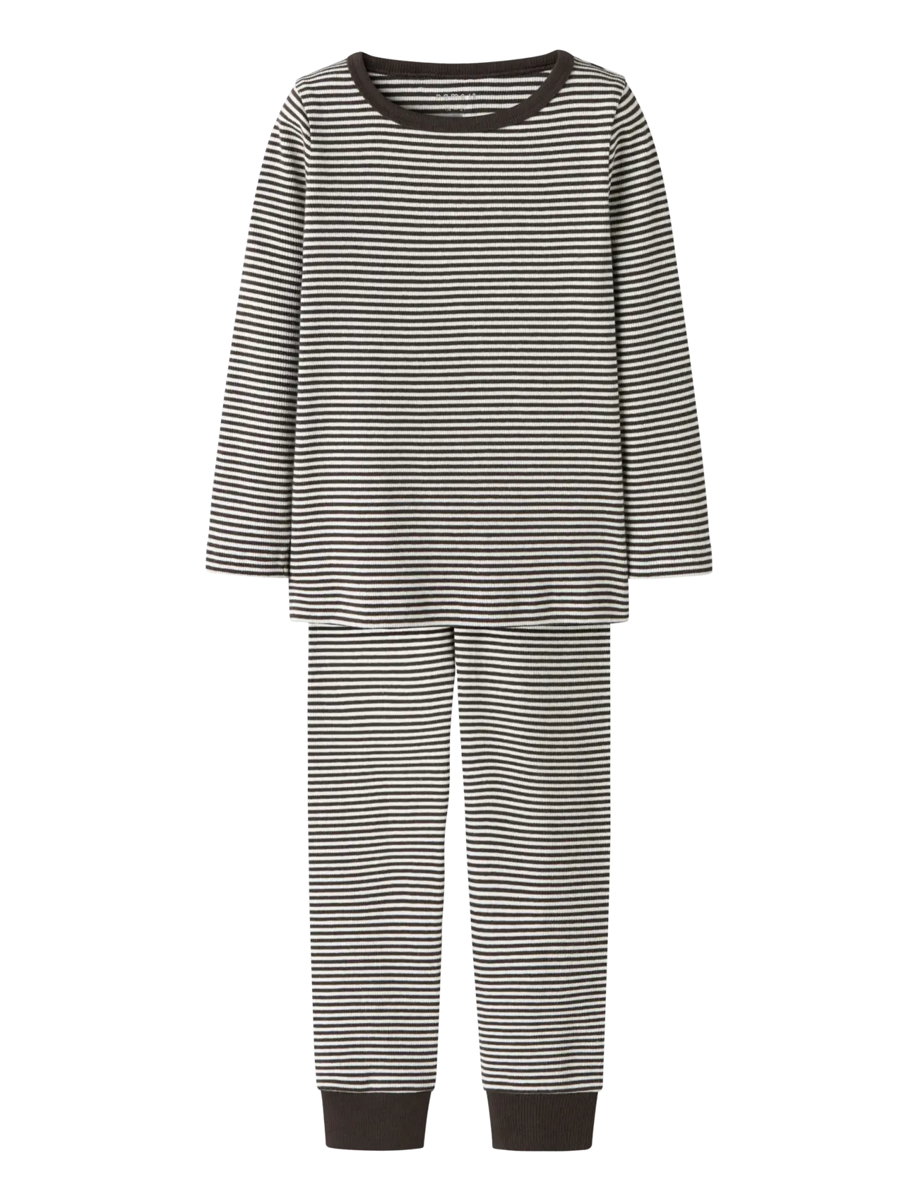 NAME IT Nmnnightset Stripe Rib Noos Braun - 86-92 - Kinder