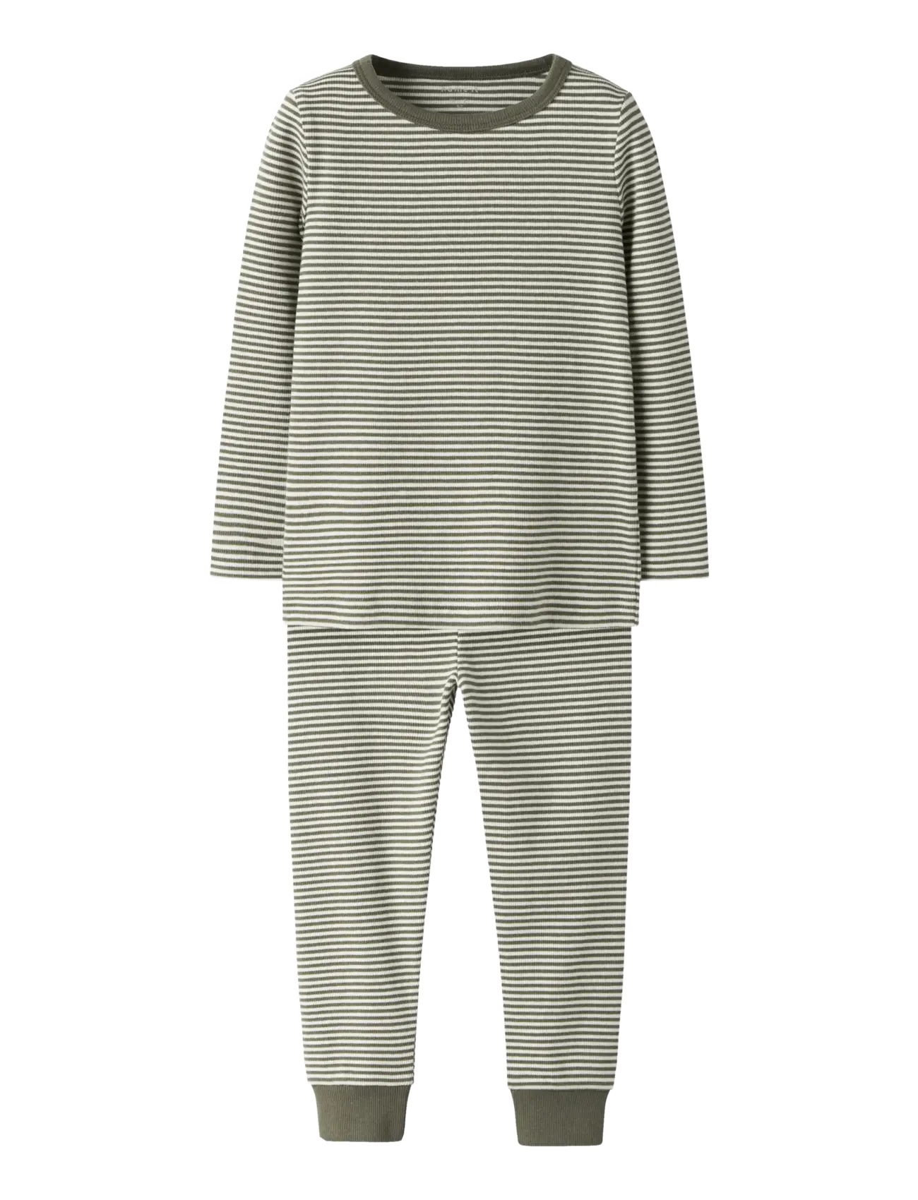 NAME IT Nmnnightset Stripe Rib Noos Khaki - 86-92 - Kinder