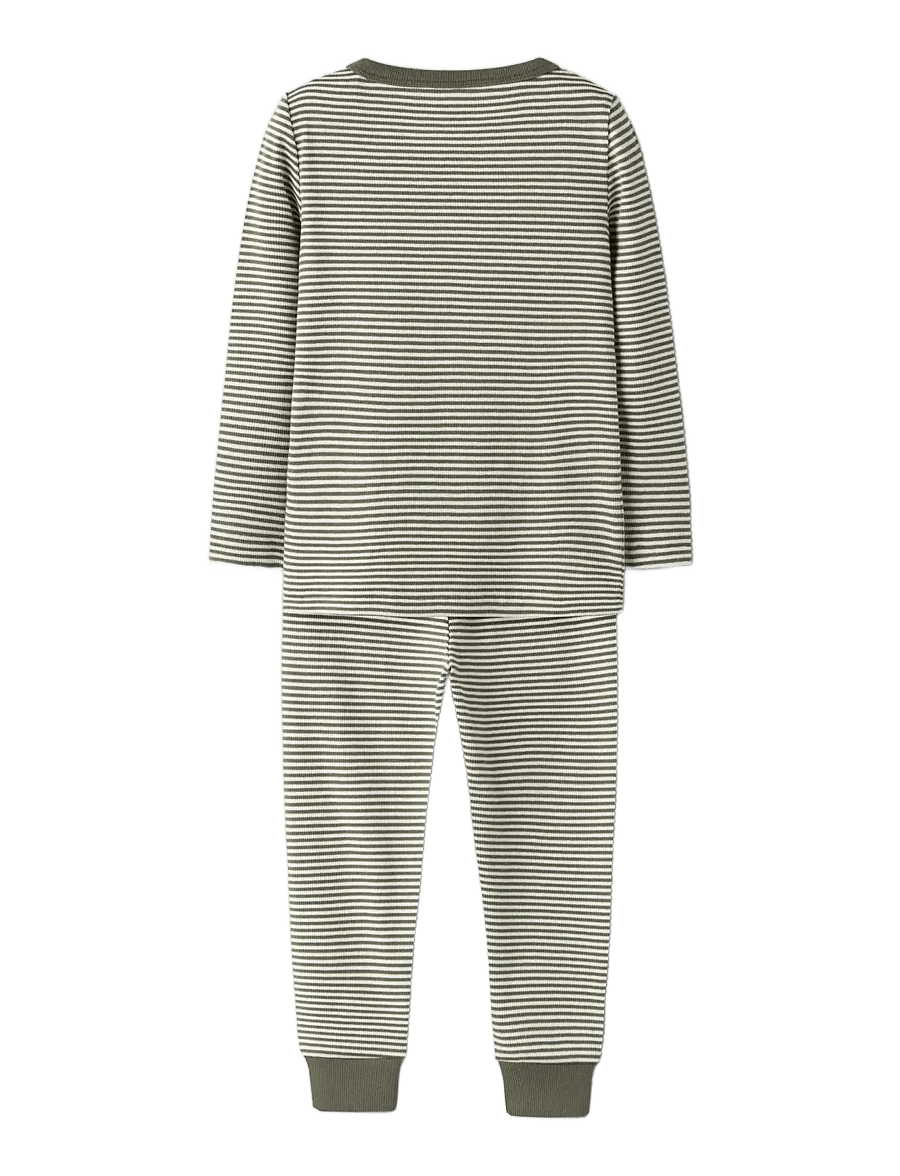 name it - NMNNIGHTSET STRIPE RIB NOOS - pyjamassæt - dusty olive - 2