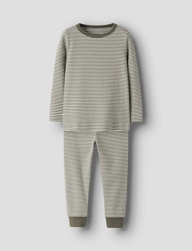 name it - NMNNIGHTSET STRIPE RIB NOOS - pyjama-sets - dusty olive - 0
