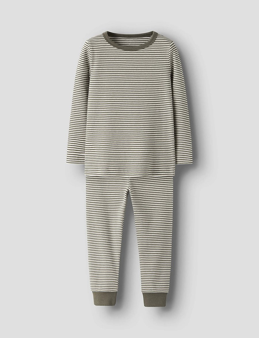 name it - NMNNIGHTSET STRIPE RIB NOOS - pyjamassæt - dusty olive - 0