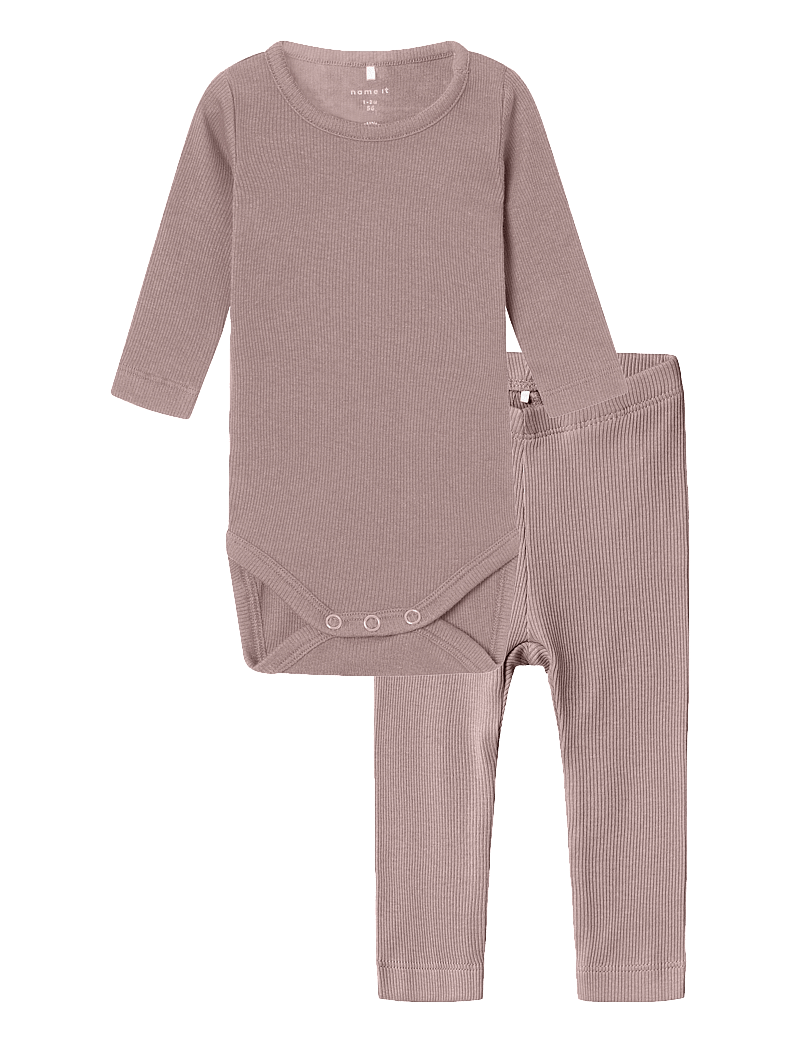 name it - NBNKAB LS BODY LEGGING SET NOOS - bodiga komplektid - deauville mauve - 0