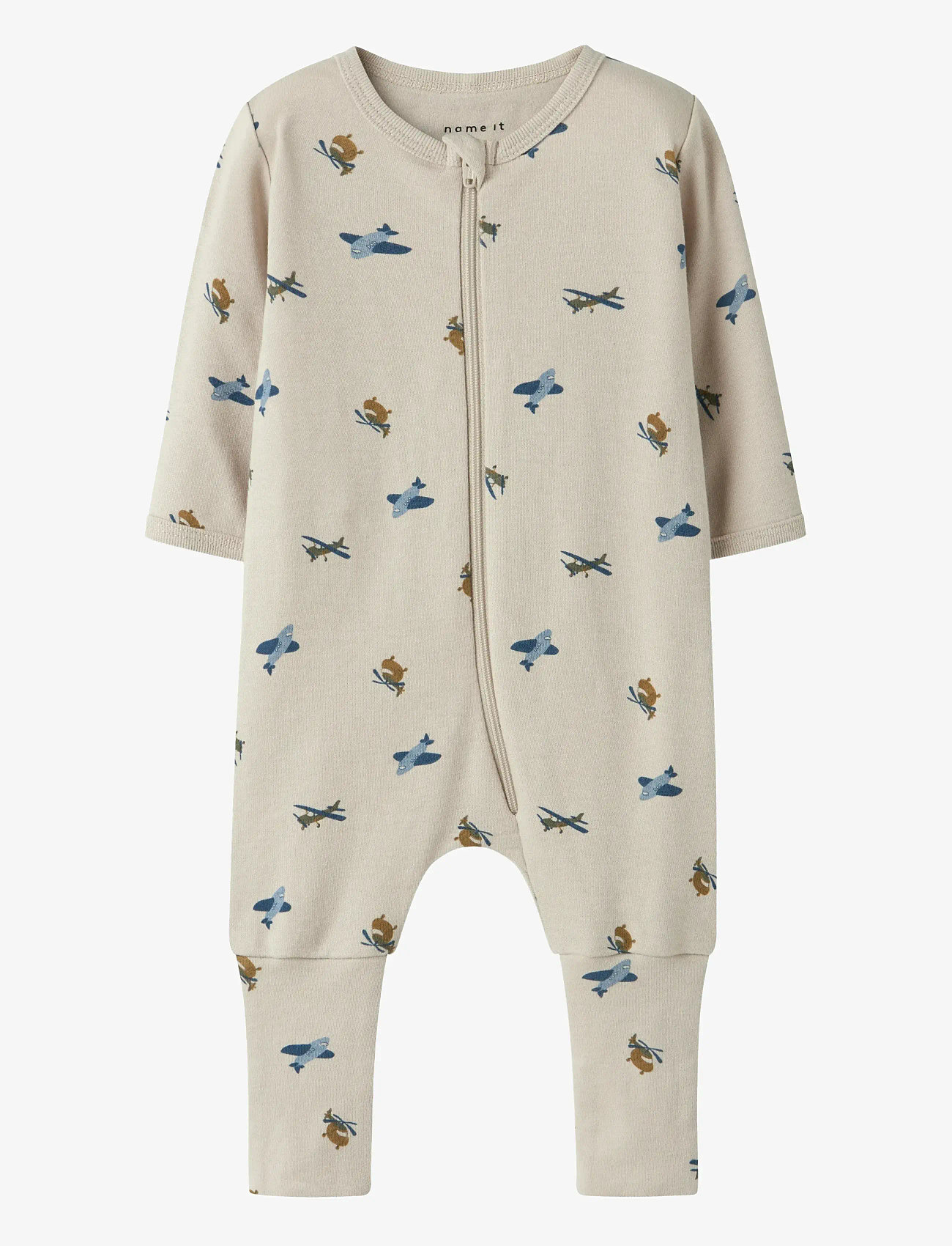 name it NBMNIGHTSUIT ZIP FF AIRPLANE NOOS - Shop efter størrelse - PEYOTE / beige