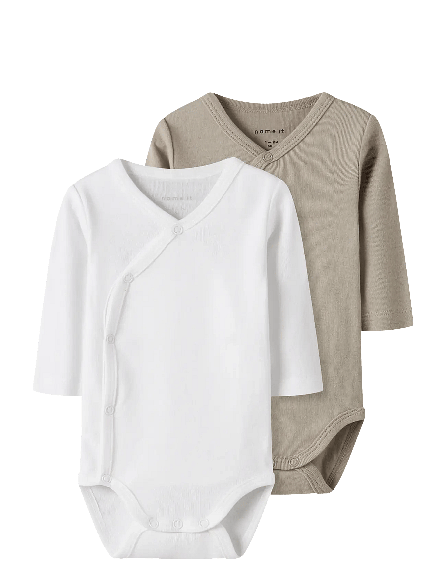name it - NBNBODY 2P LS WRAP SOLID NOOS - rompers in multipack - pure cashmere - 1
