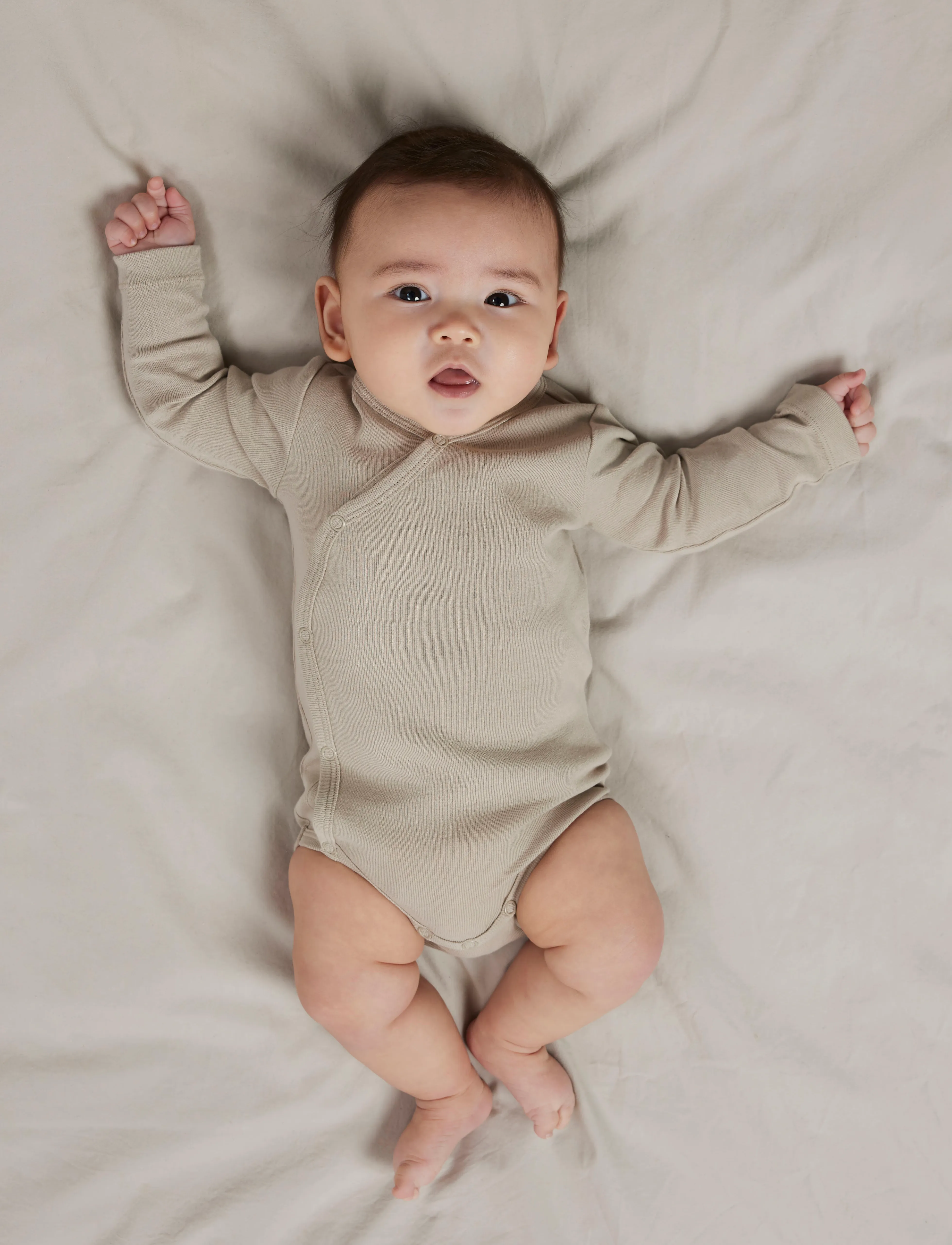 name it Nbnbody 2P Ls Wrap Solid Noos, Børn, 2-Pak Langærmet Slå Om Body, Beige, Str: 74