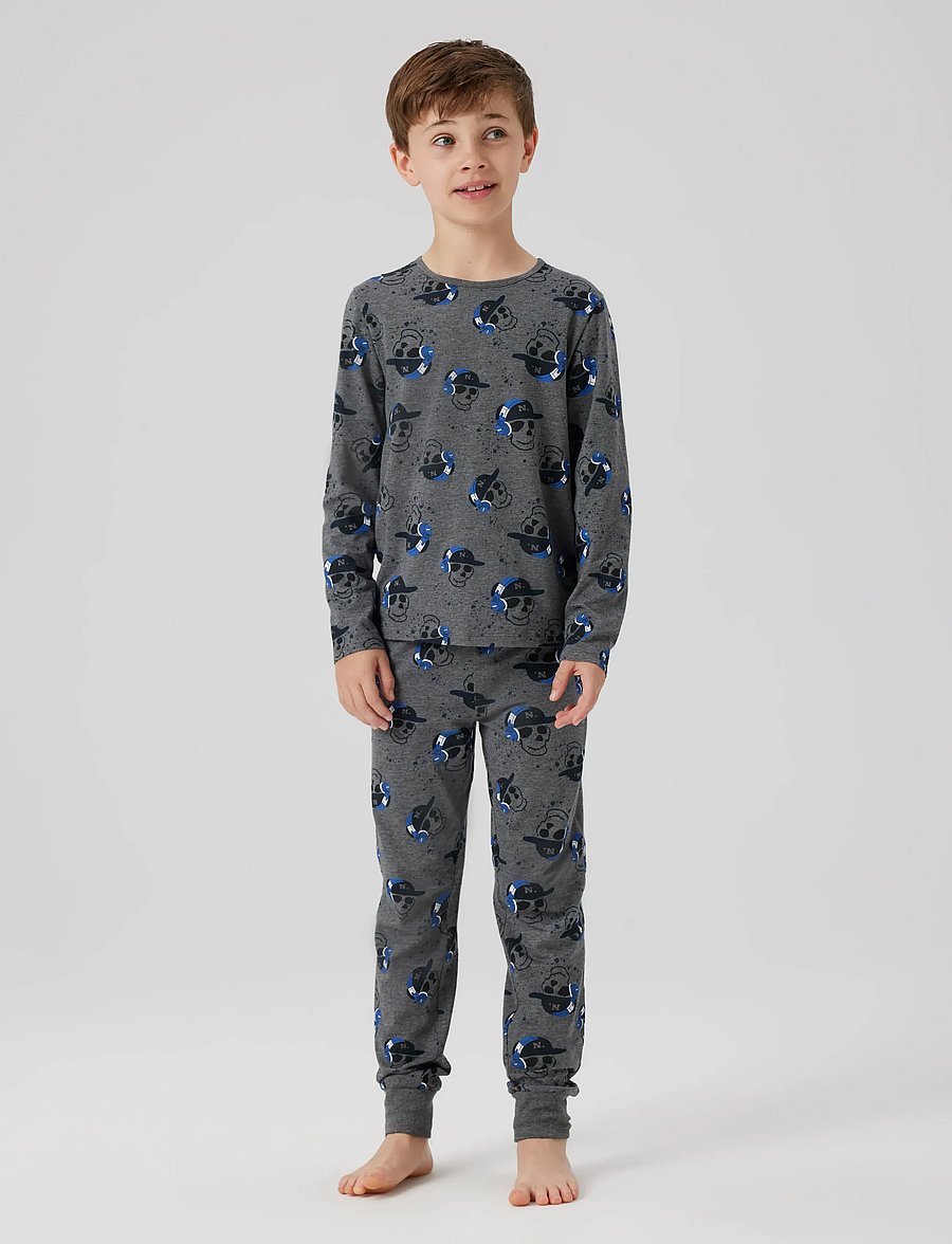 name it - NKMNIGHTSET DARK GREY MEL SKULL NOOS - rinkiniai - dark grey melange - 0