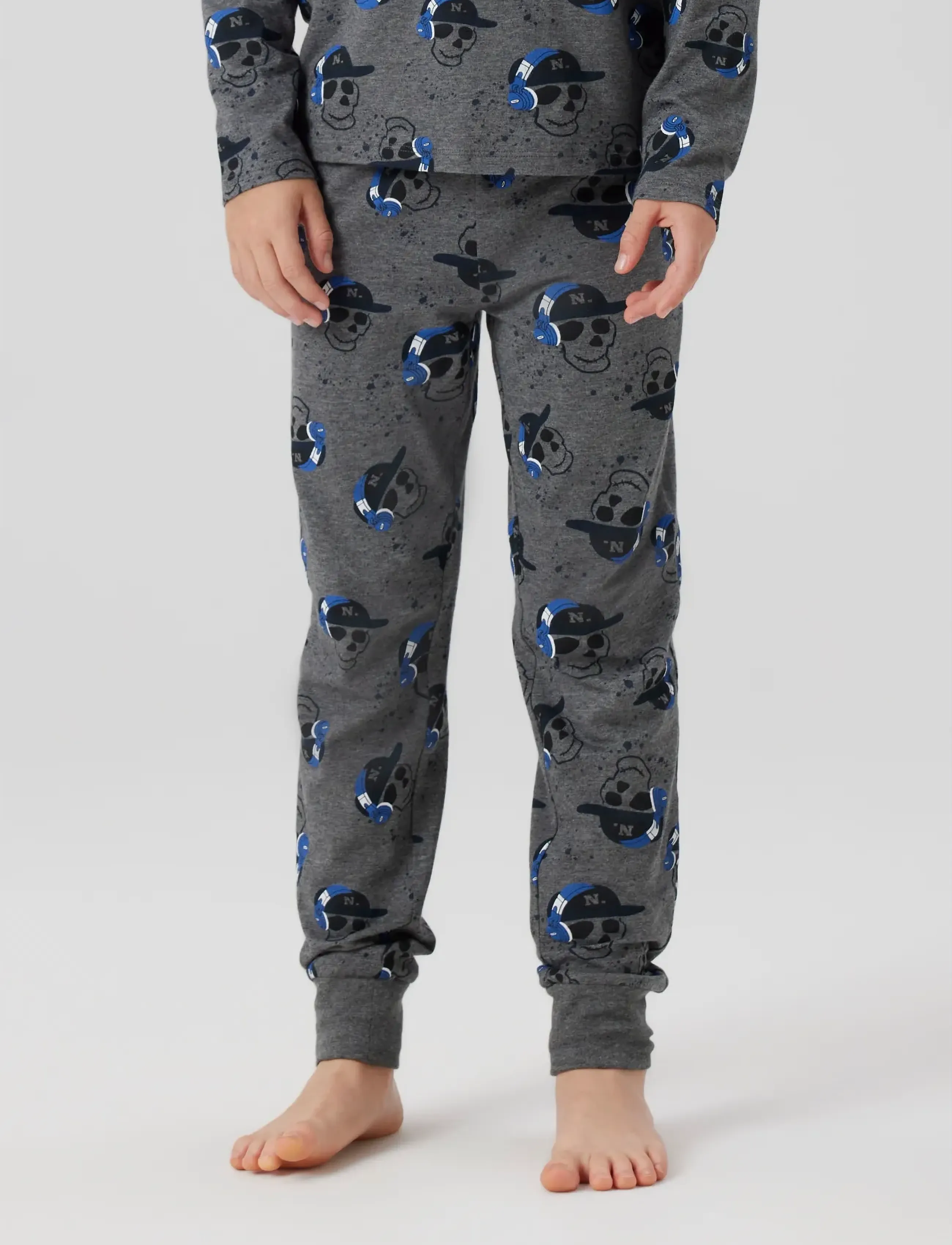 name it - NKMNIGHTSET DARK GREY MEL SKULL NOOS - rinkiniai - dark grey melange - 4