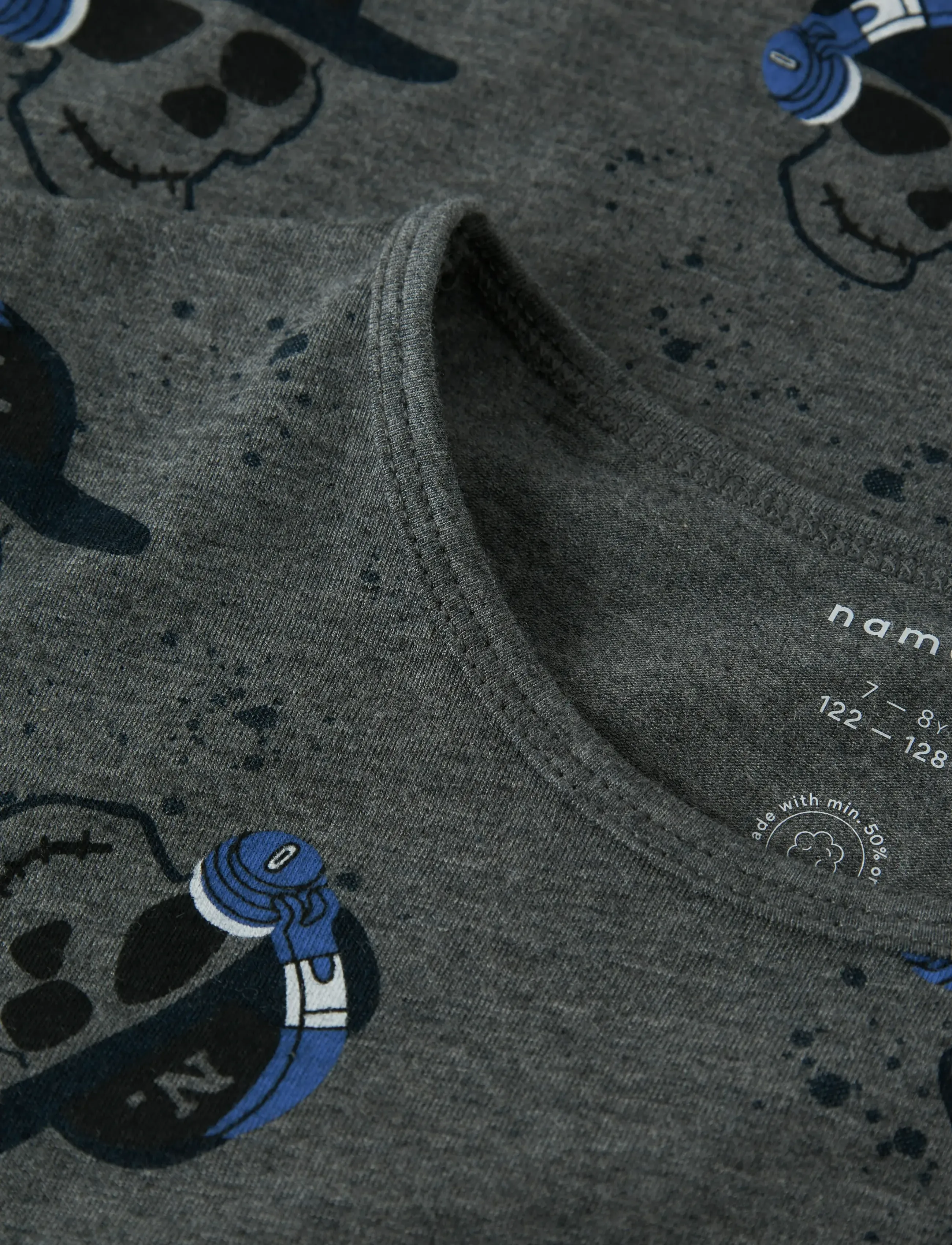 name it - NKMNIGHTSET DARK GREY MEL SKULL NOOS - rinkiniai - dark grey melange - 5