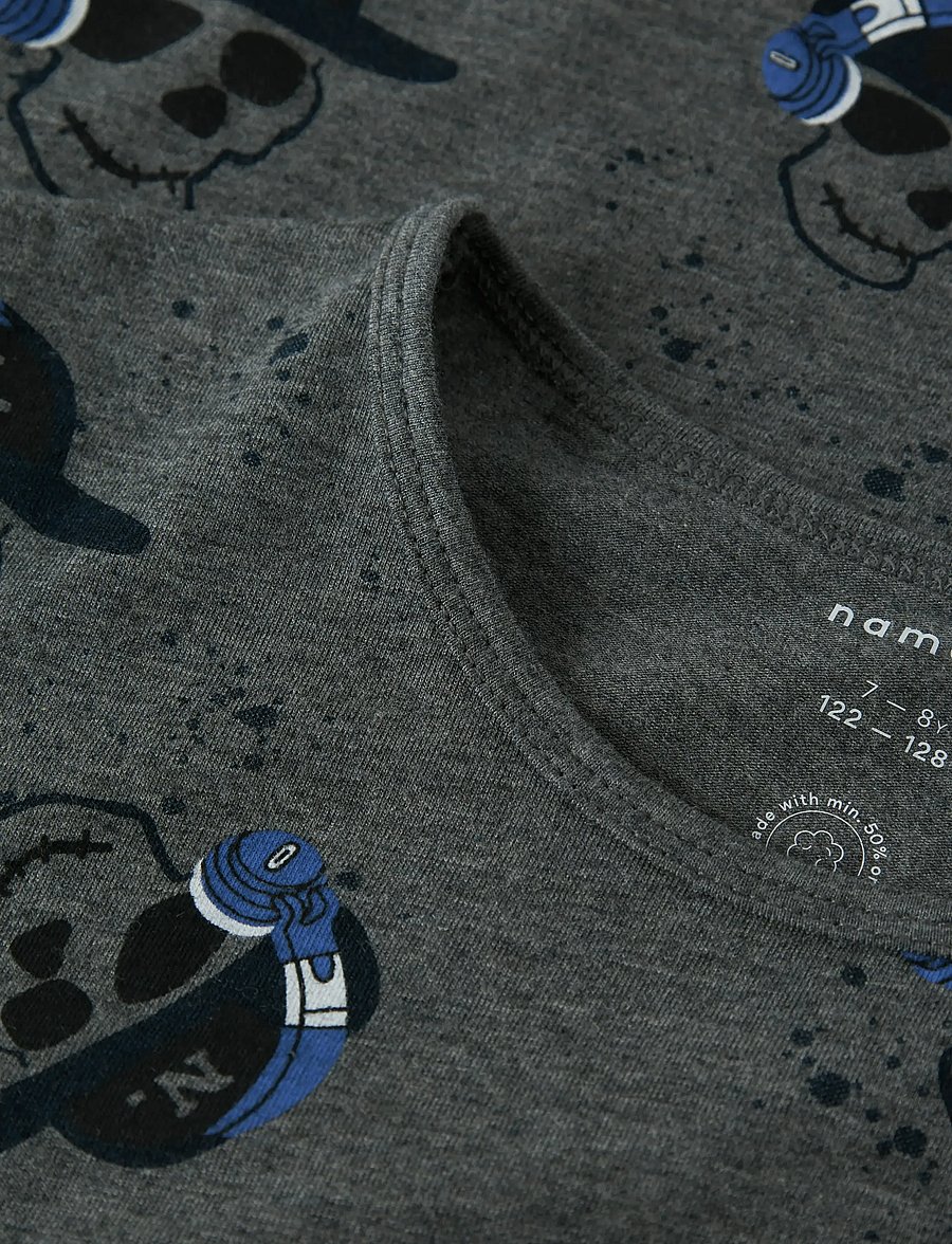 name it - NKMNIGHTSET DARK GREY MEL SKULL NOOS - rinkiniai - dark grey melange - 5