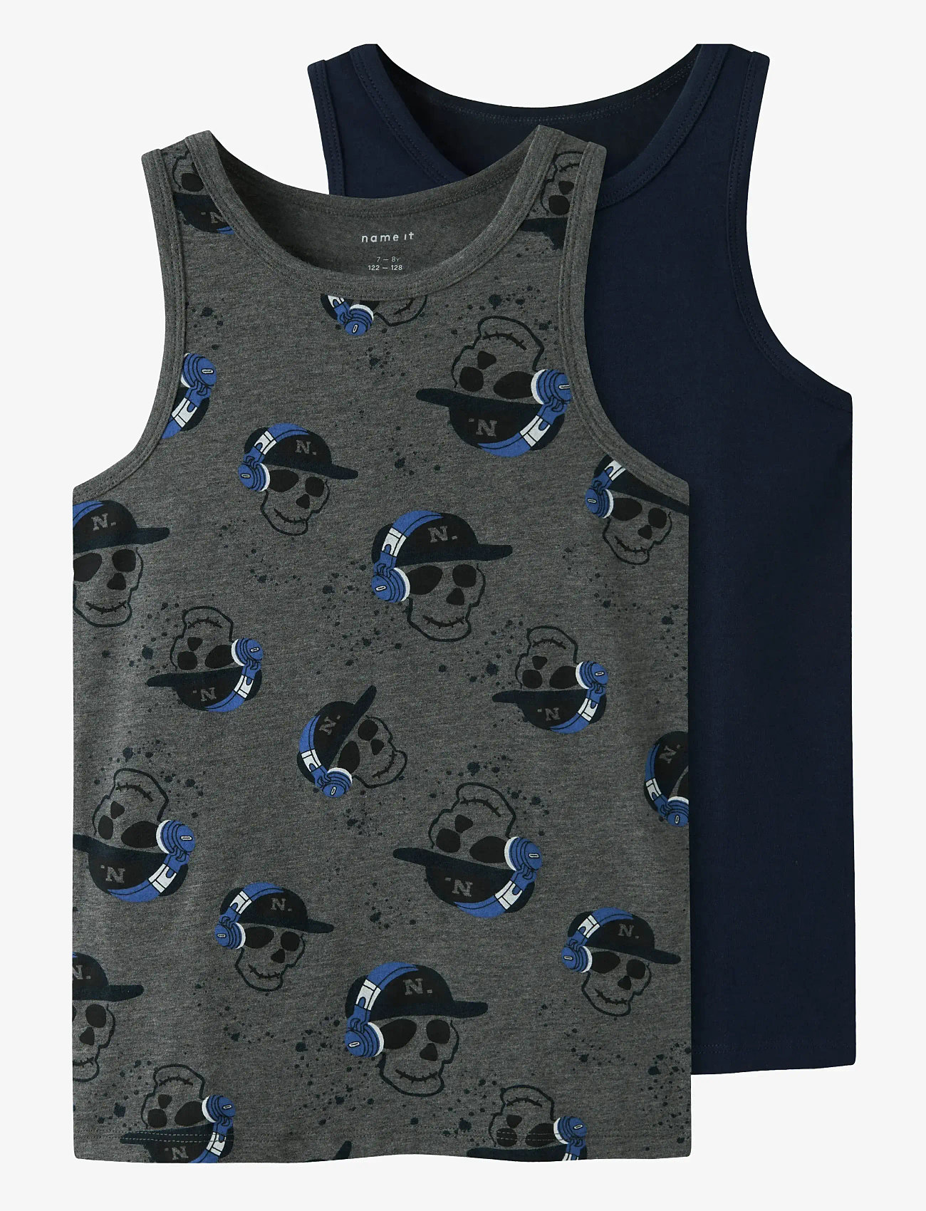 name it - NKMTANK TOP 2P DARK GREY MEL SKULL NOOS - Ærmeløs undertrøje - dark grey melange - 0