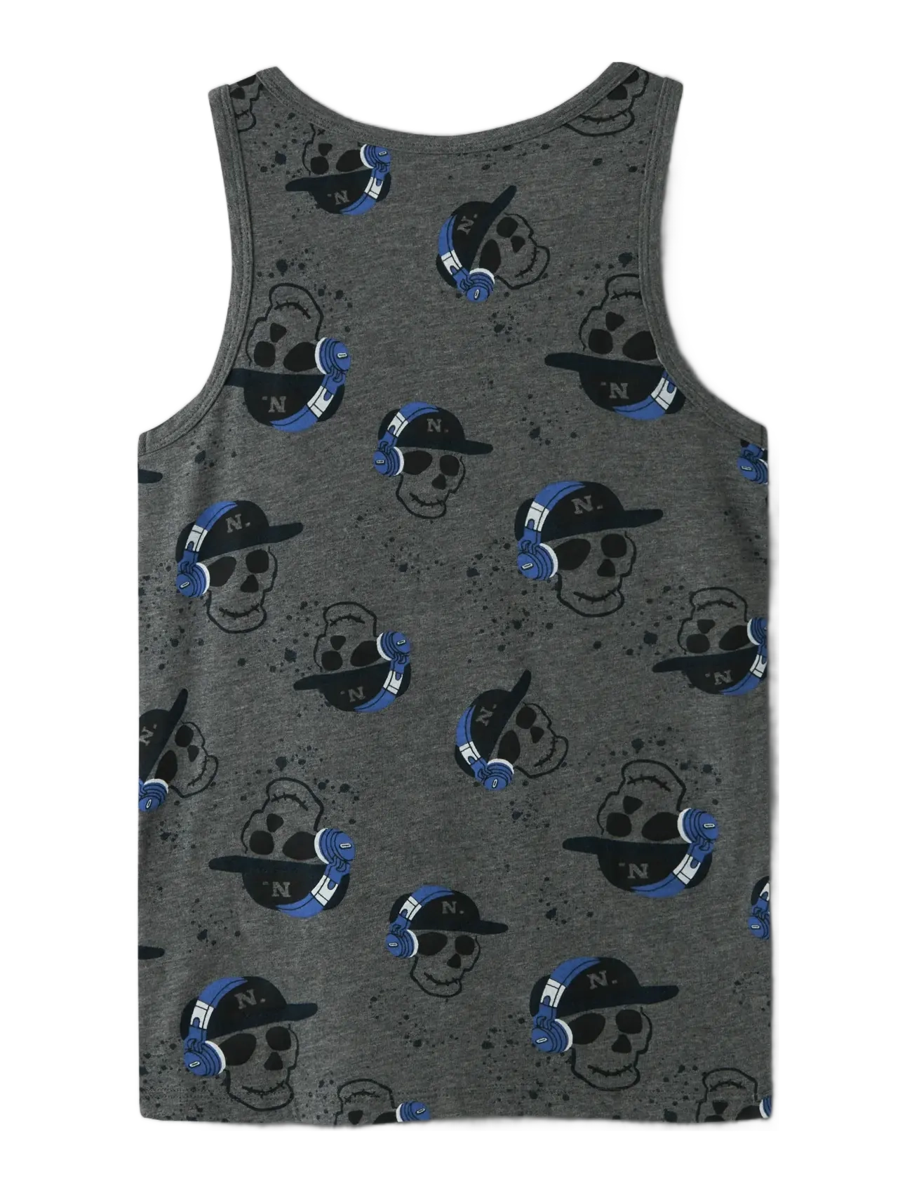 name it - NKMTANK TOP 2P DARK GREY MEL SKULL NOOS - tank tops - dark grey melange - 2