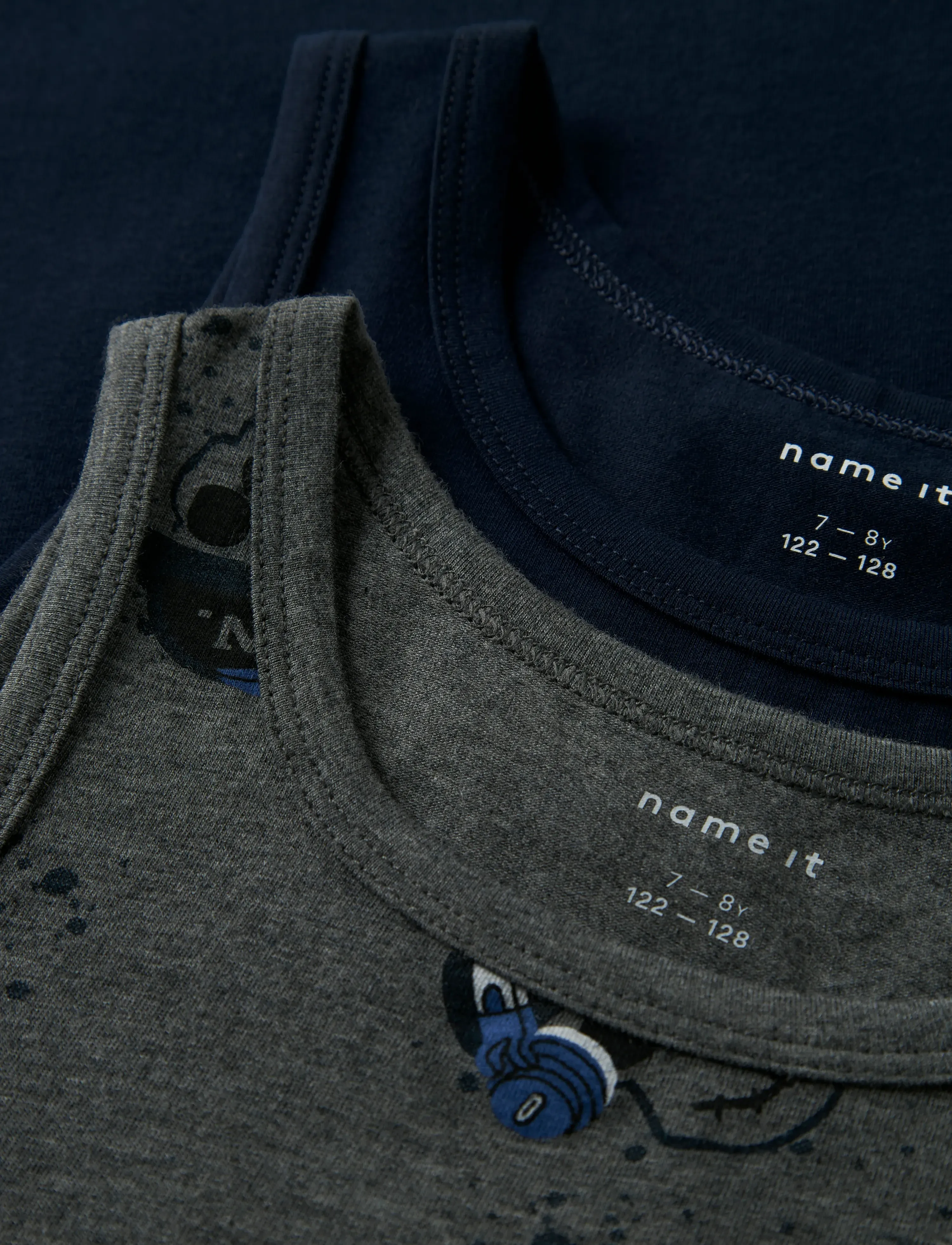 name it - NKMTANK TOP 2P DARK GREY MEL SKULL NOOS - tank tops - dark grey melange - 3
