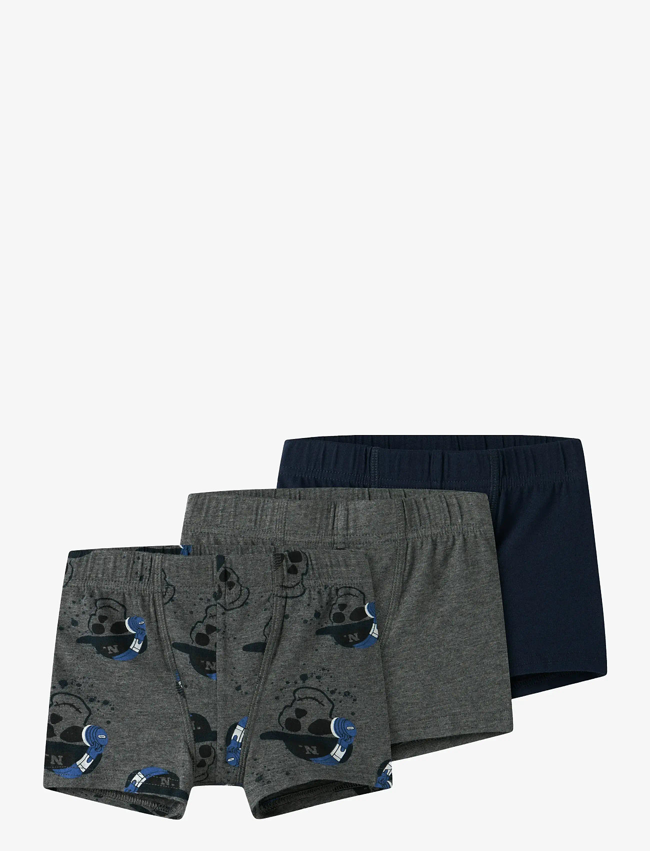name it - NMMTIGHTS 3P DARK GREY MEL SKULL NOOS - underbukser - dark grey melange - 0