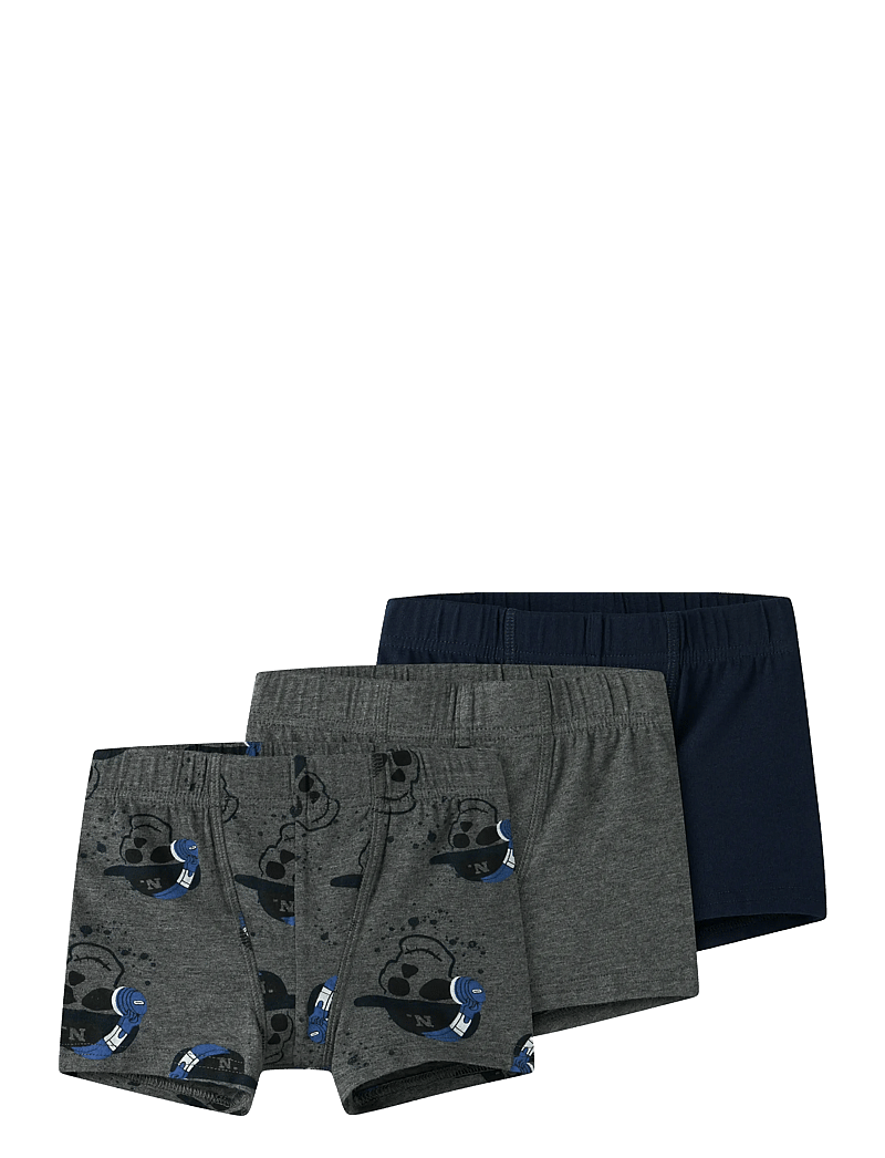 name it - NMMTIGHTS 3P DARK GREY MEL SKULL NOOS - underbukser - dark grey melange - 0