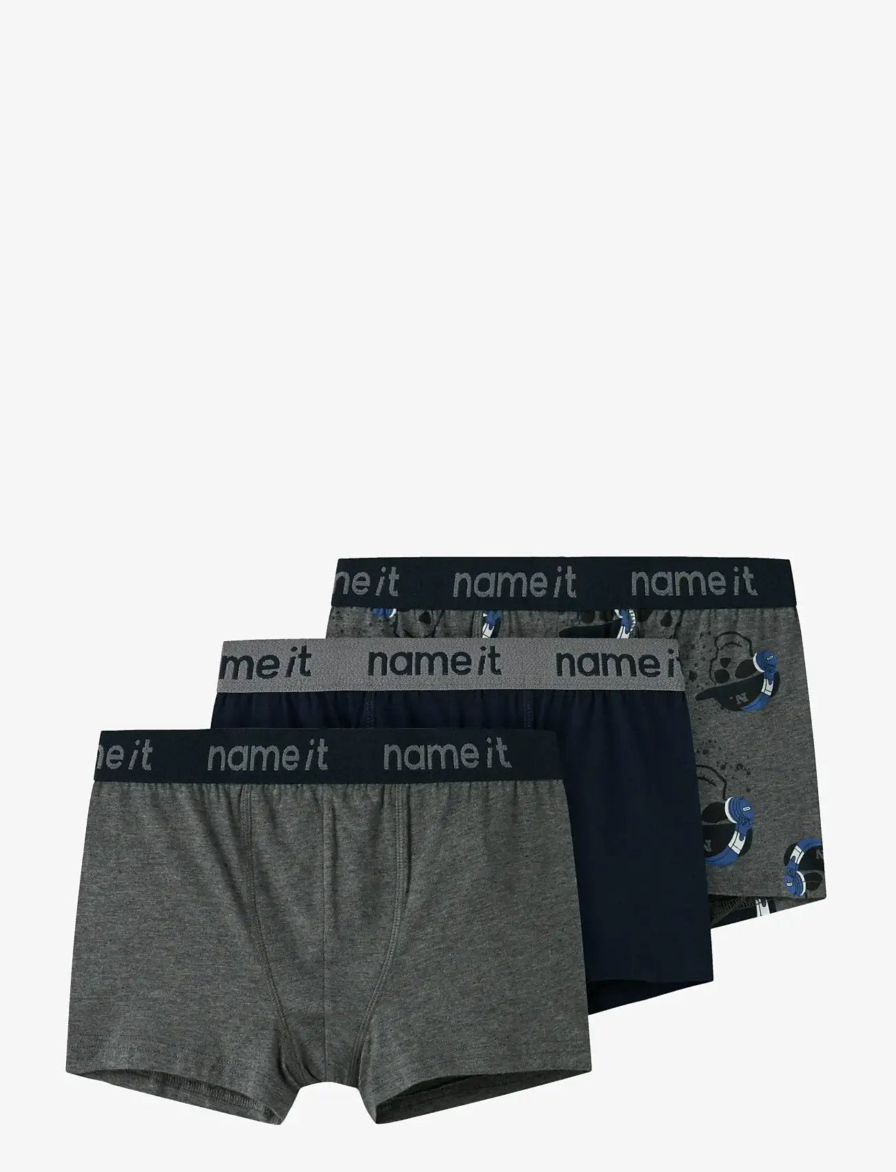 name it - NKMBOXER 3P DARK GREY MEL SKULL NOOS - kalsonger - dark grey melange - 0