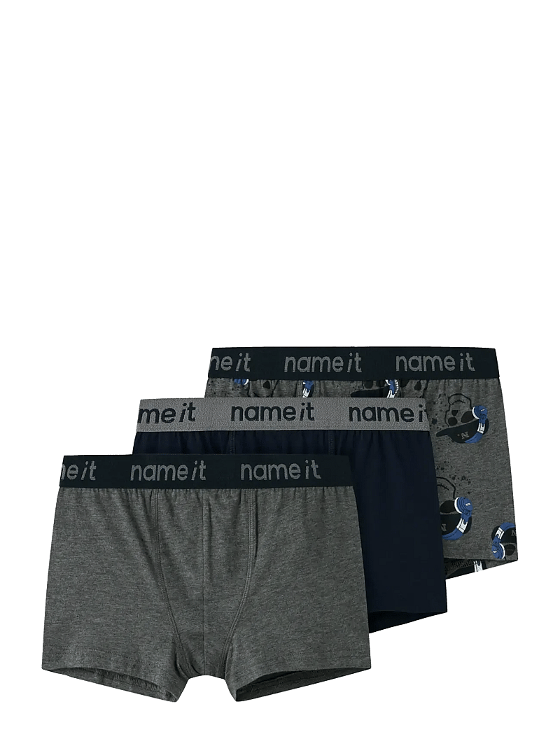 name it - NKMBOXER 3P DARK GREY MEL SKULL NOOS - underbukser - dark grey melange - 0