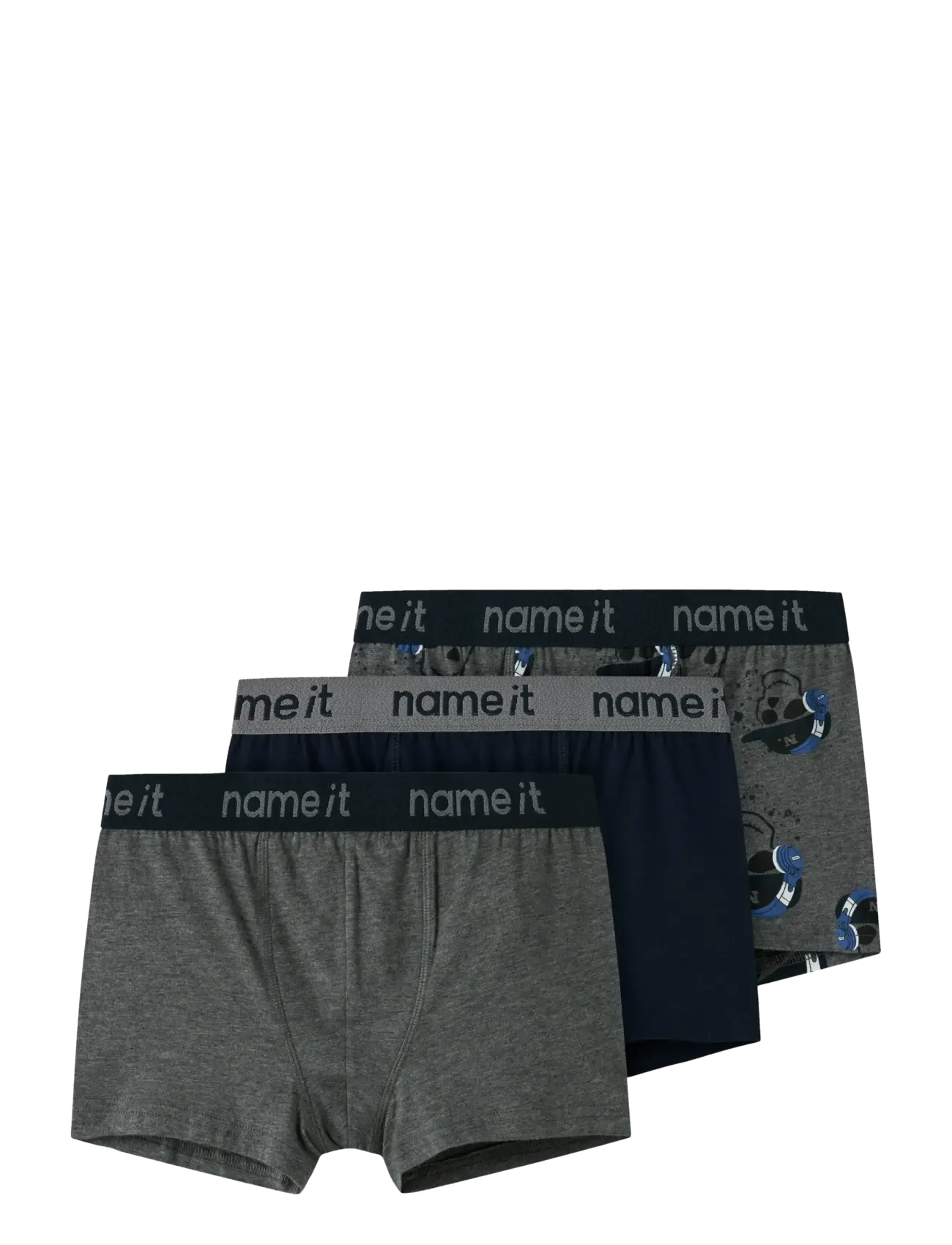 name it - NKMBOXER 3P DARK GREY MEL SKULL NOOS - unterhosen - dark grey melange - 0