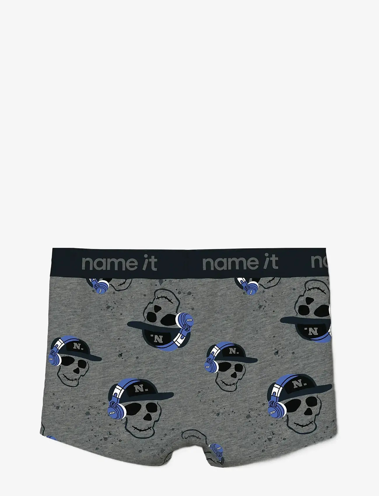 name it - NKMBOXER 3P DARK GREY MEL SKULL NOOS - kalsonger - dark grey melange - 1