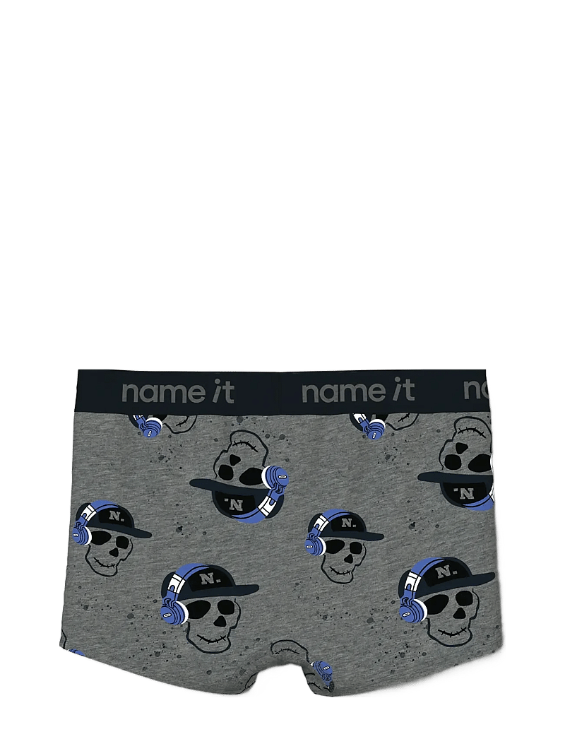 name it - NKMBOXER 3P DARK GREY MEL SKULL NOOS - underbukser - dark grey melange - 1
