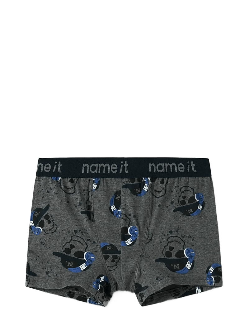 name it - NKMBOXER 3P DARK GREY MEL SKULL NOOS - underbukser - dark grey melange - 4