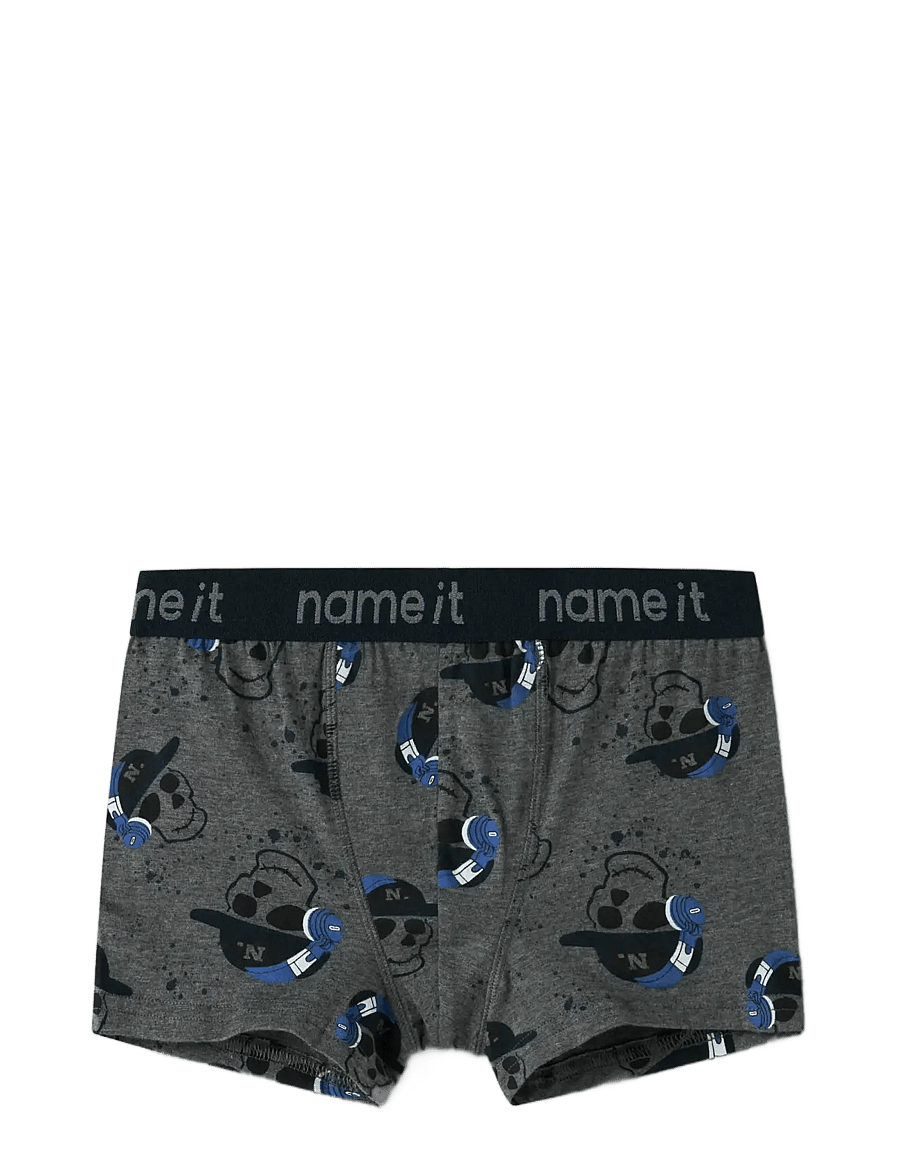 name it - NKMBOXER 3P DARK GREY MEL SKULL NOOS - unterhosen - dark grey melange - 4
