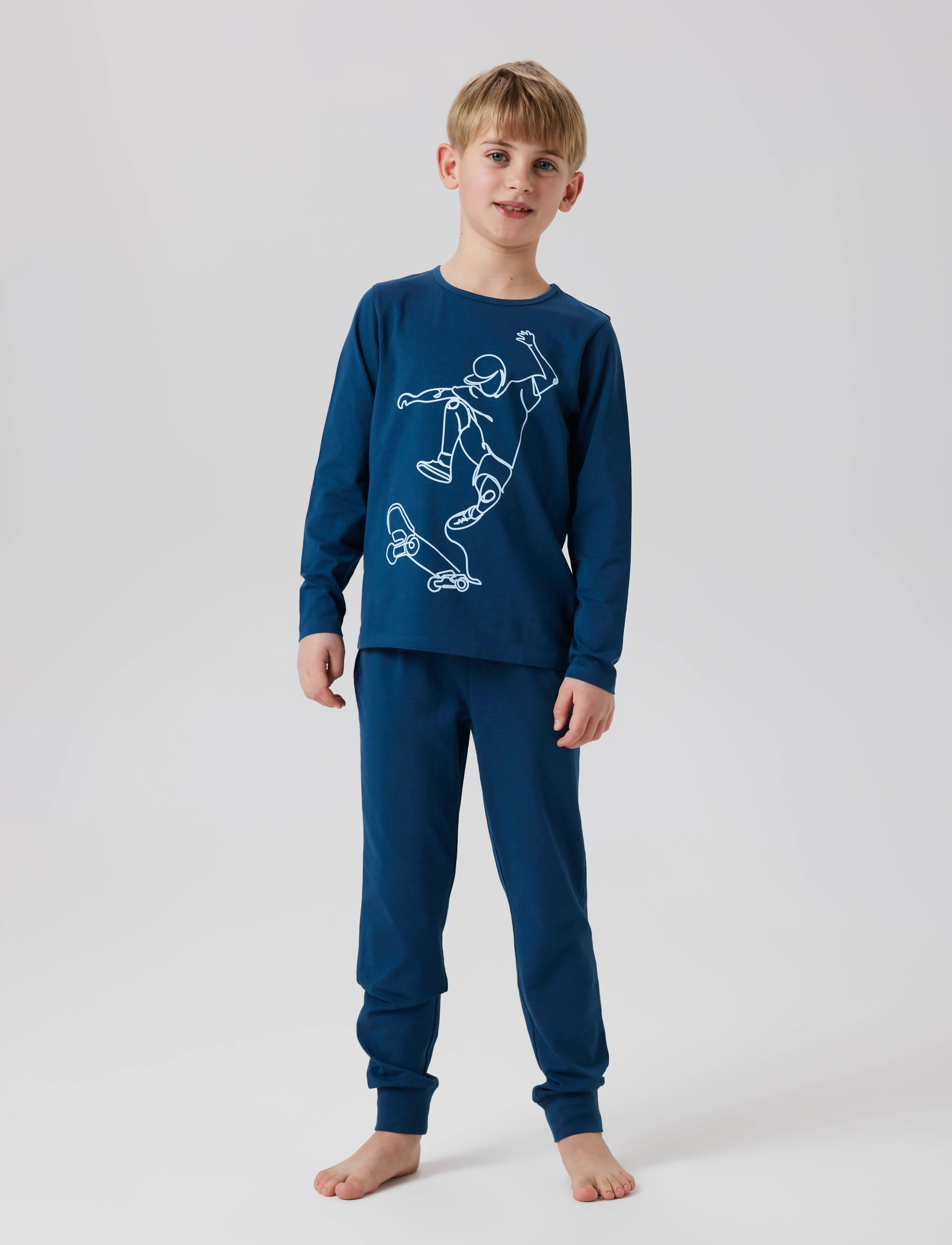 name it Nkmnightset Titan Skater Noos, Børn, Skater Natsæt, Blå, Str: 158-164
