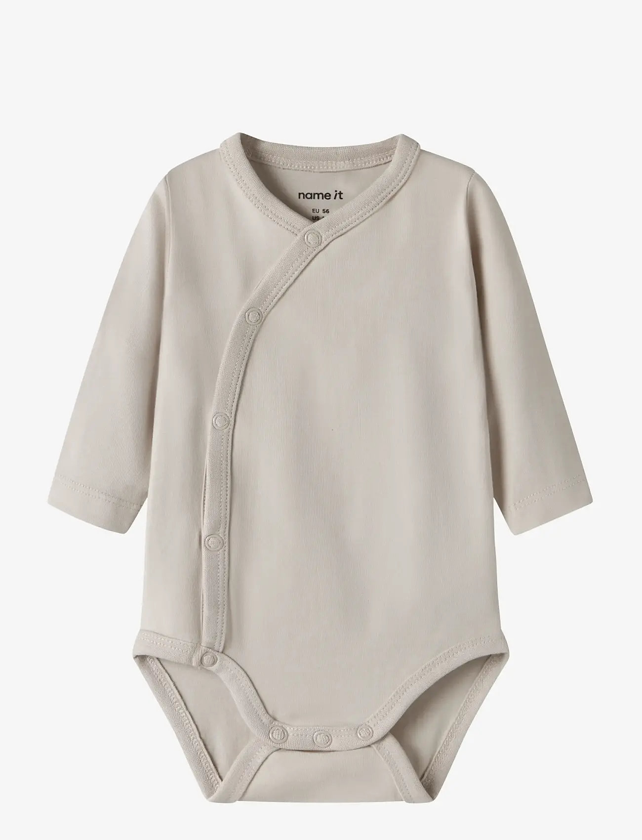 name it - NBMVROLLE LS WRAP BODY - långärmade bodysuits - pumice stone - 0
