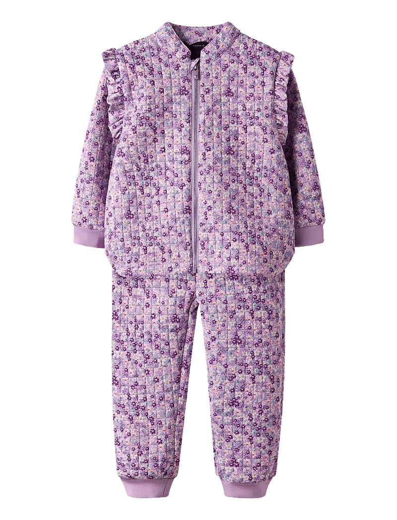 name it - NMFMOON QUILTED SET AOP 1FO - termokomplektid - violet tulle - 1