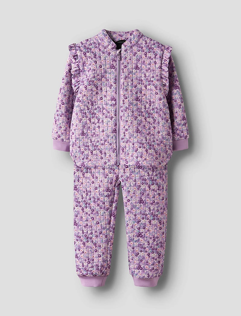name it - NMFMOON QUILTED SET AOP 1FO - termokomplektid - violet tulle - 0
