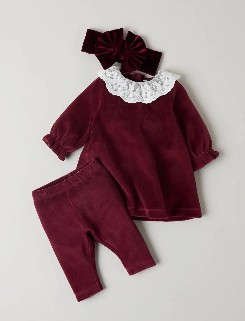 name it - NBFROXY LS VEL DRESS - langärmelige babykleider - burgundy - 2