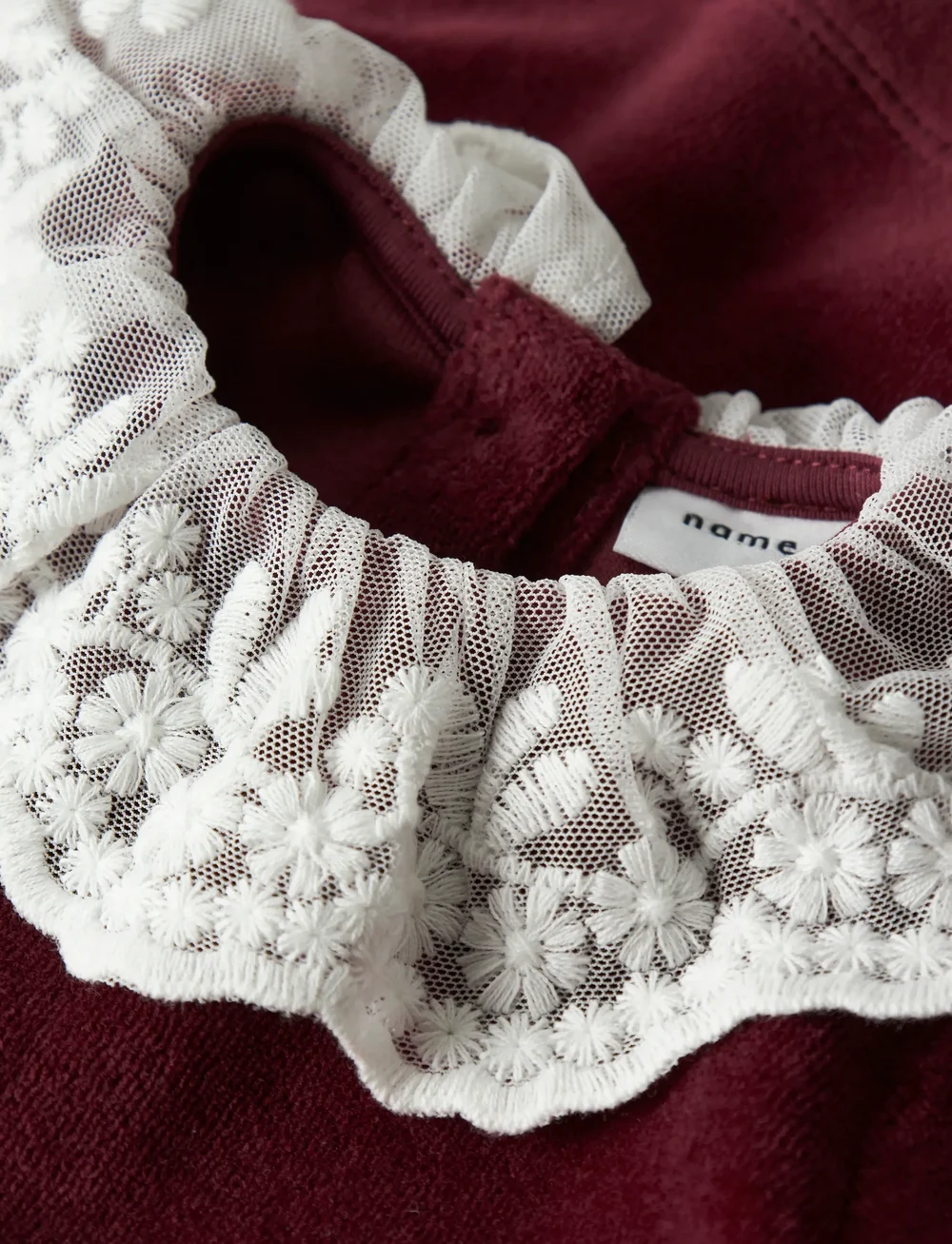 name it - NBFROXY LS VEL DRESS - langärmelige babykleider - burgundy - 3