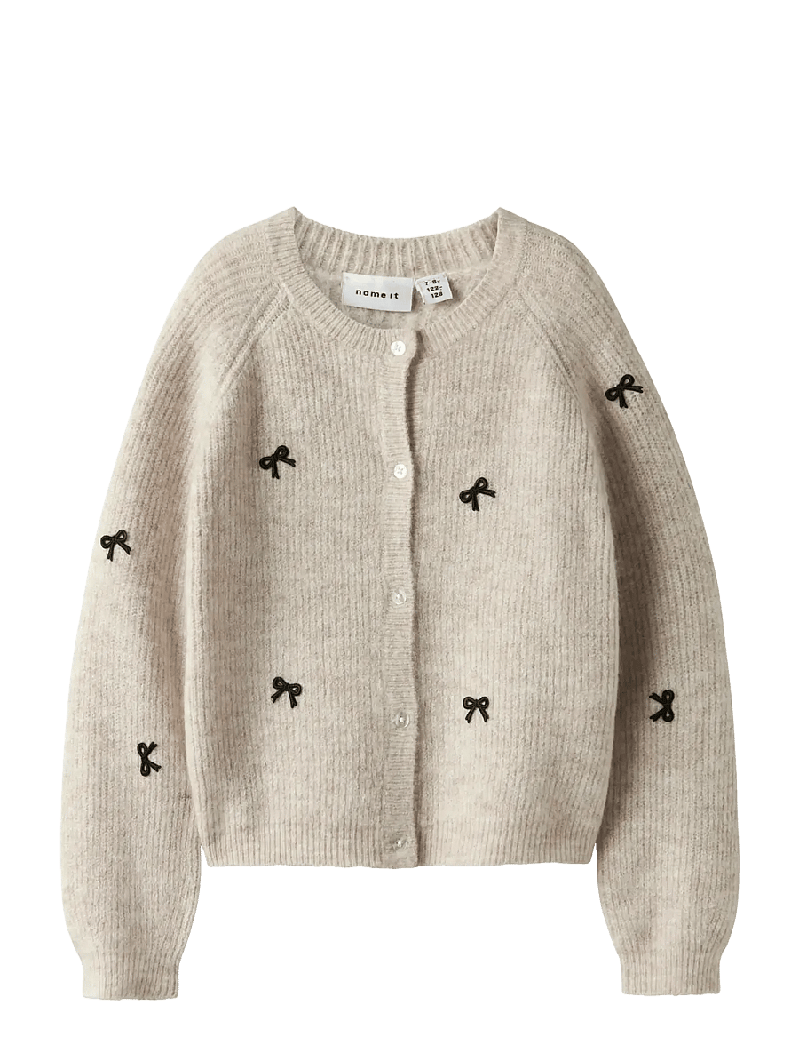 name it - NKFRIFEY LS KNIT CARD - cardigans - cement - 1
