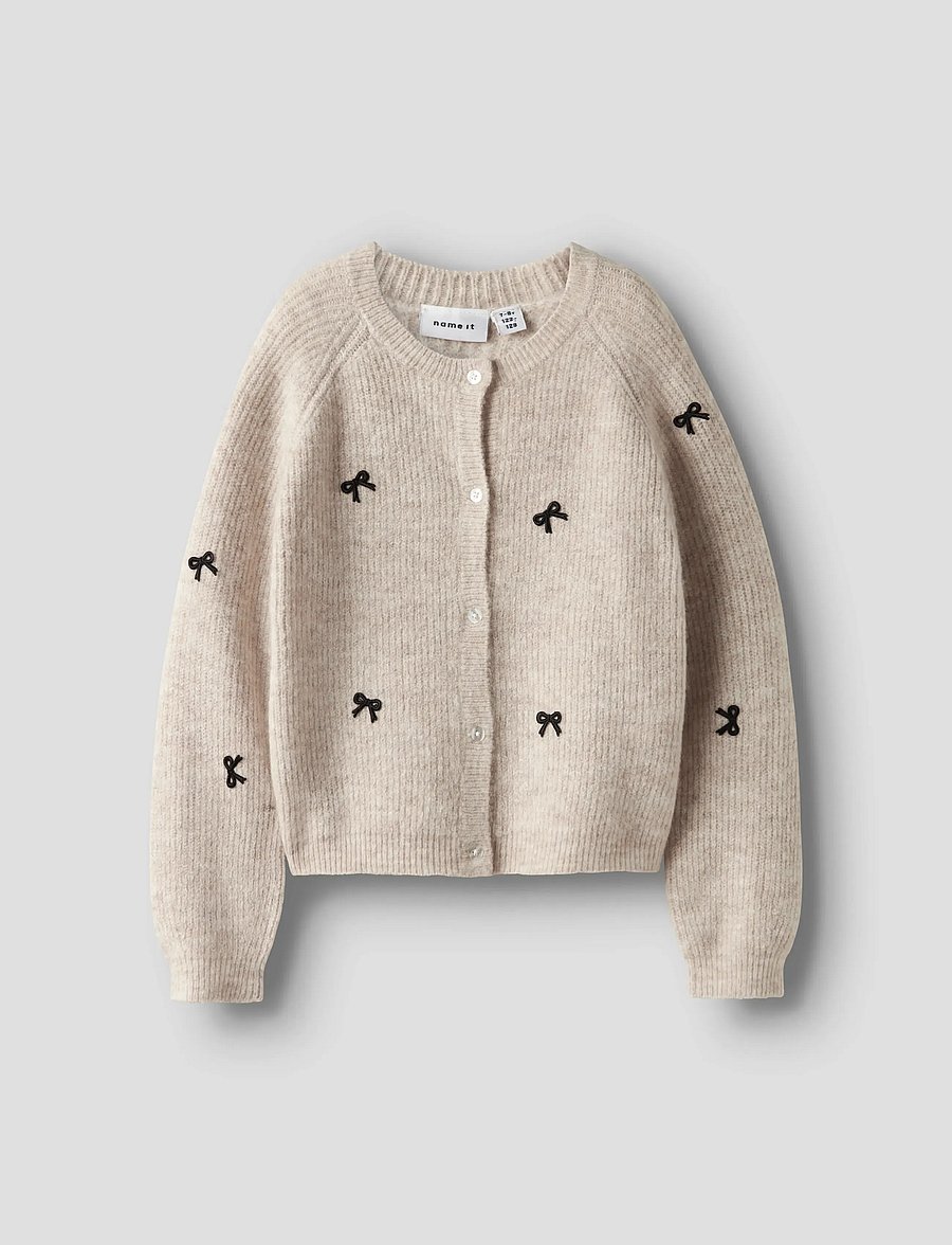 name it - NKFRIFEY LS KNIT CARD - cardigans - cement - 0