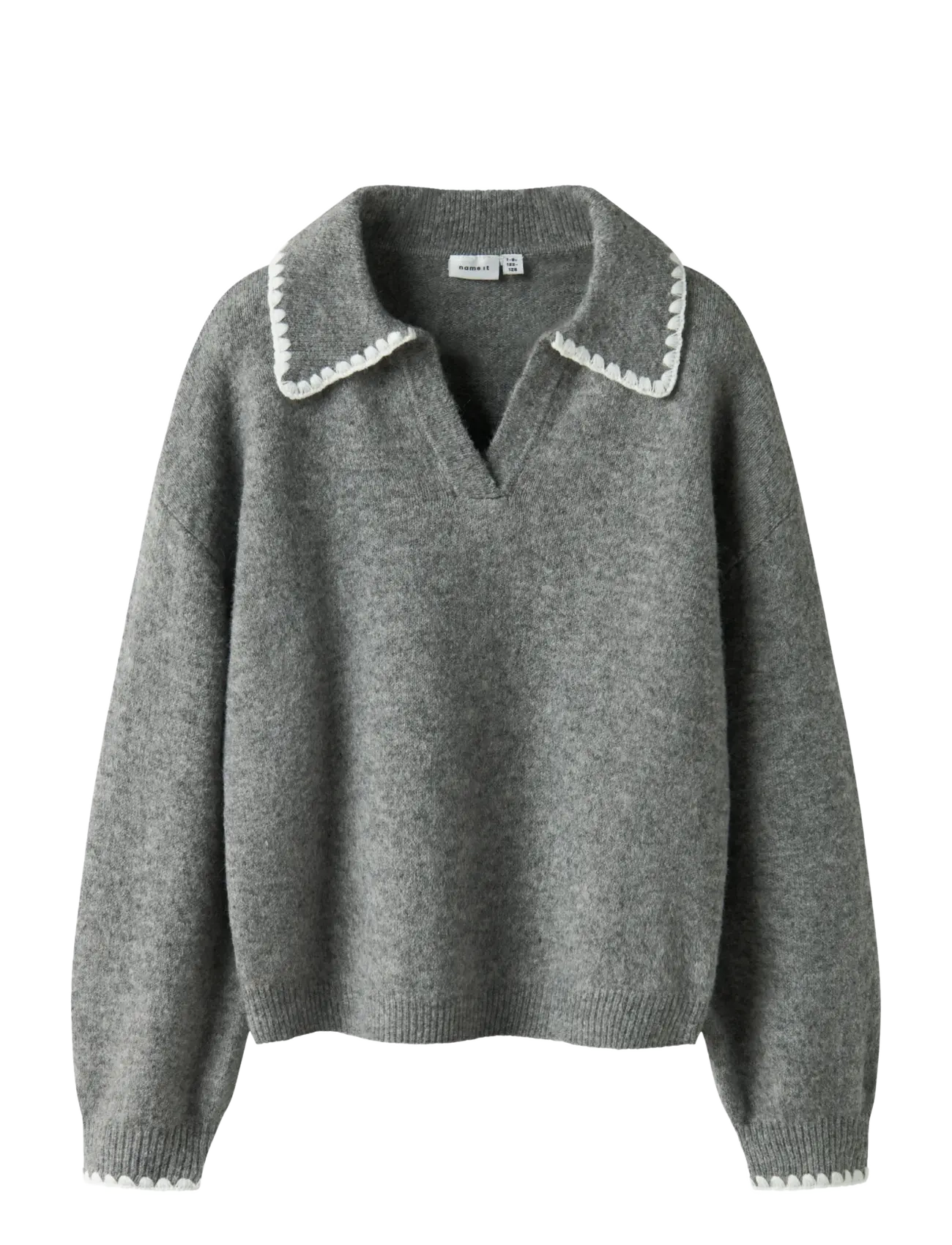 name it NKFRIKASA LS KNIT POLO - Strickmode - GREY MELANGE / grey