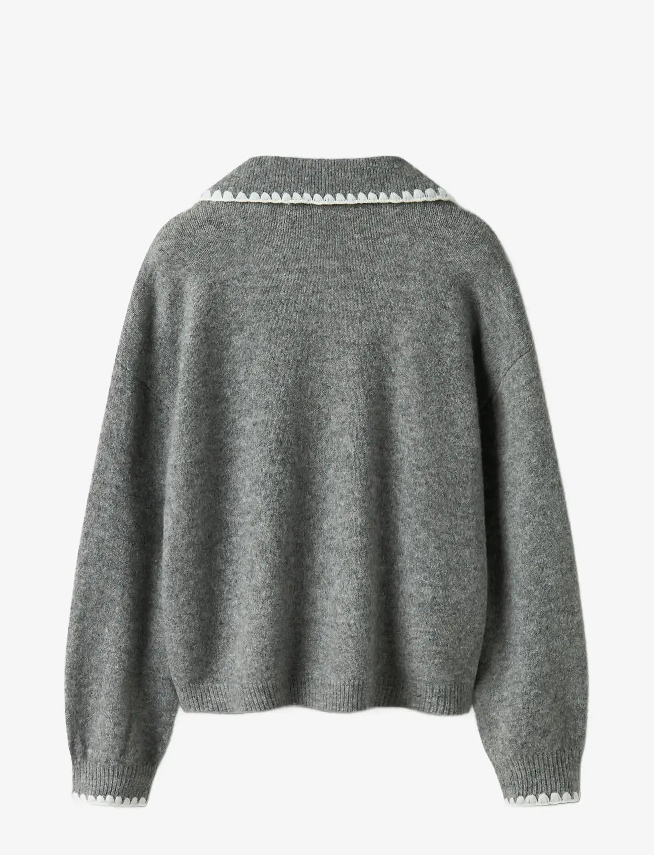 name it - NKFRIKASA LS KNIT POLO - stickade tröjor - grey melange - 1
