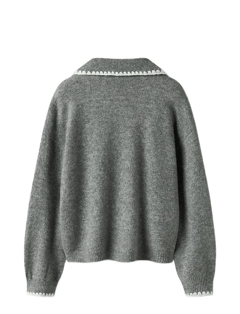 name it - NKFRIKASA LS KNIT POLO - džemprid - grey melange - 1
