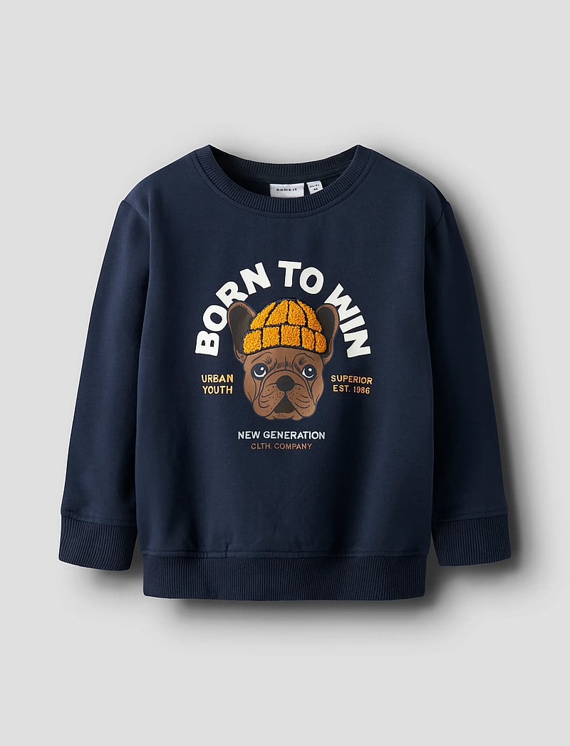 name it - NMMRIGUNA LS NREG SWEAT BRU BOX - sweatshirts - navy blazer - 0