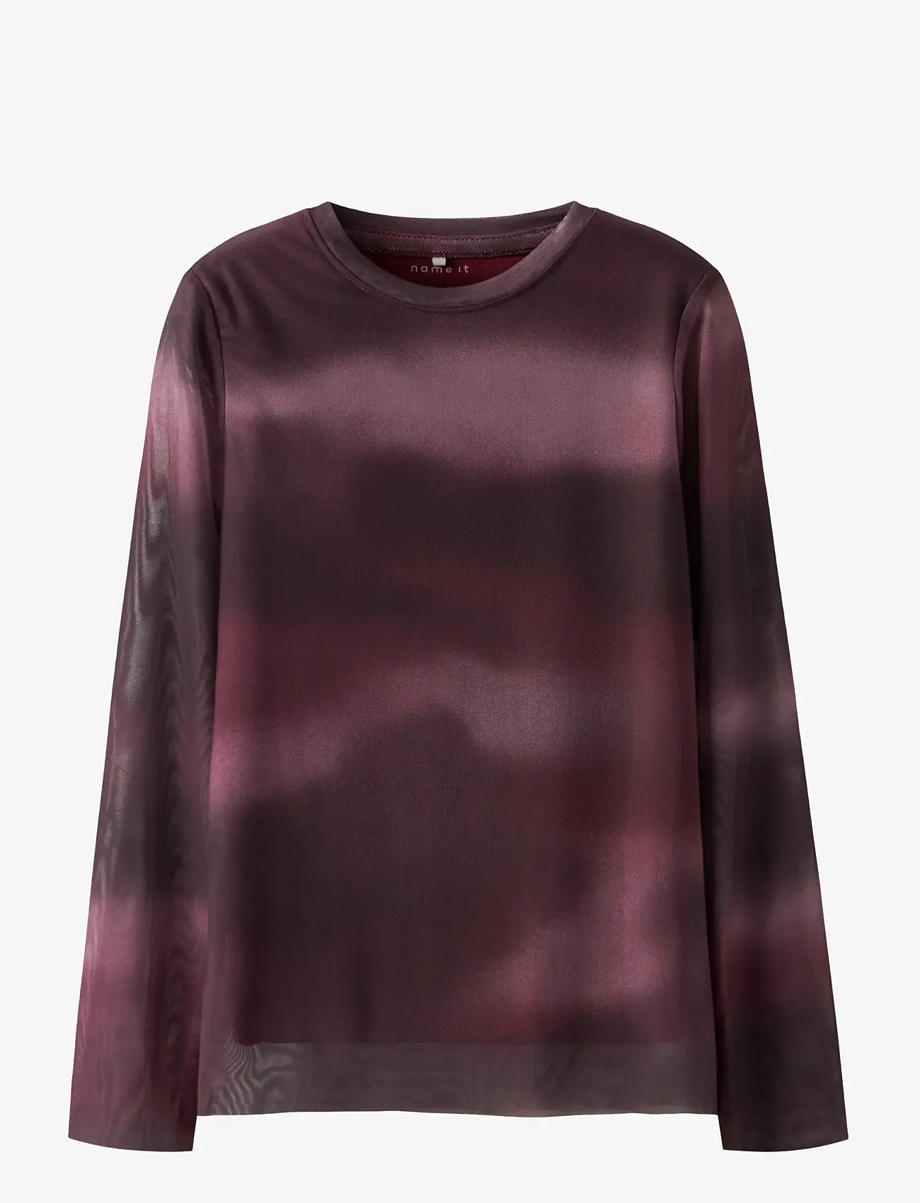 name it - NKFROPEA LS SLIM MESH TOP - burgundy - 0