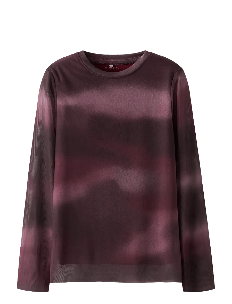 name it - NKFROPEA LS SLIM MESH TOP - langärmelig - burgundy - 0