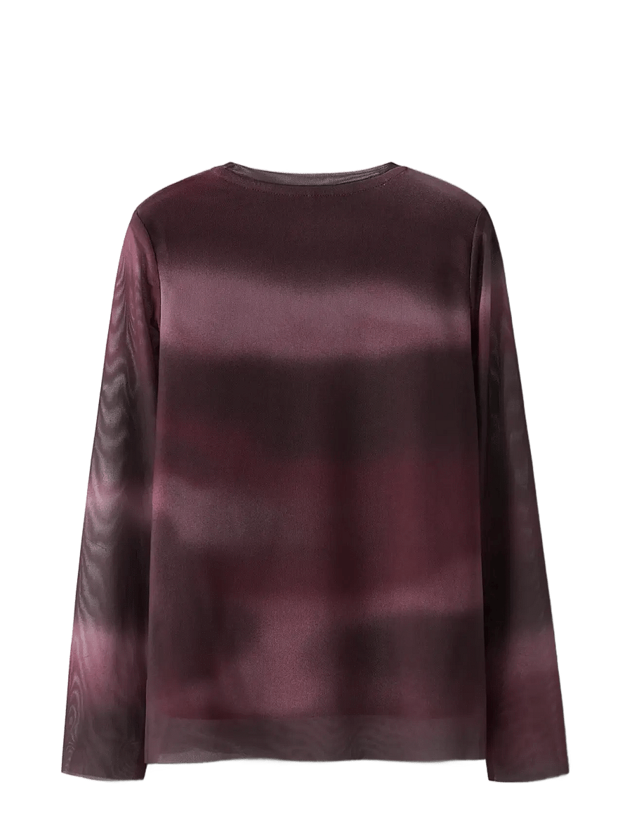 name it - NKFROPEA LS SLIM MESH TOP - langärmelig - burgundy - 1