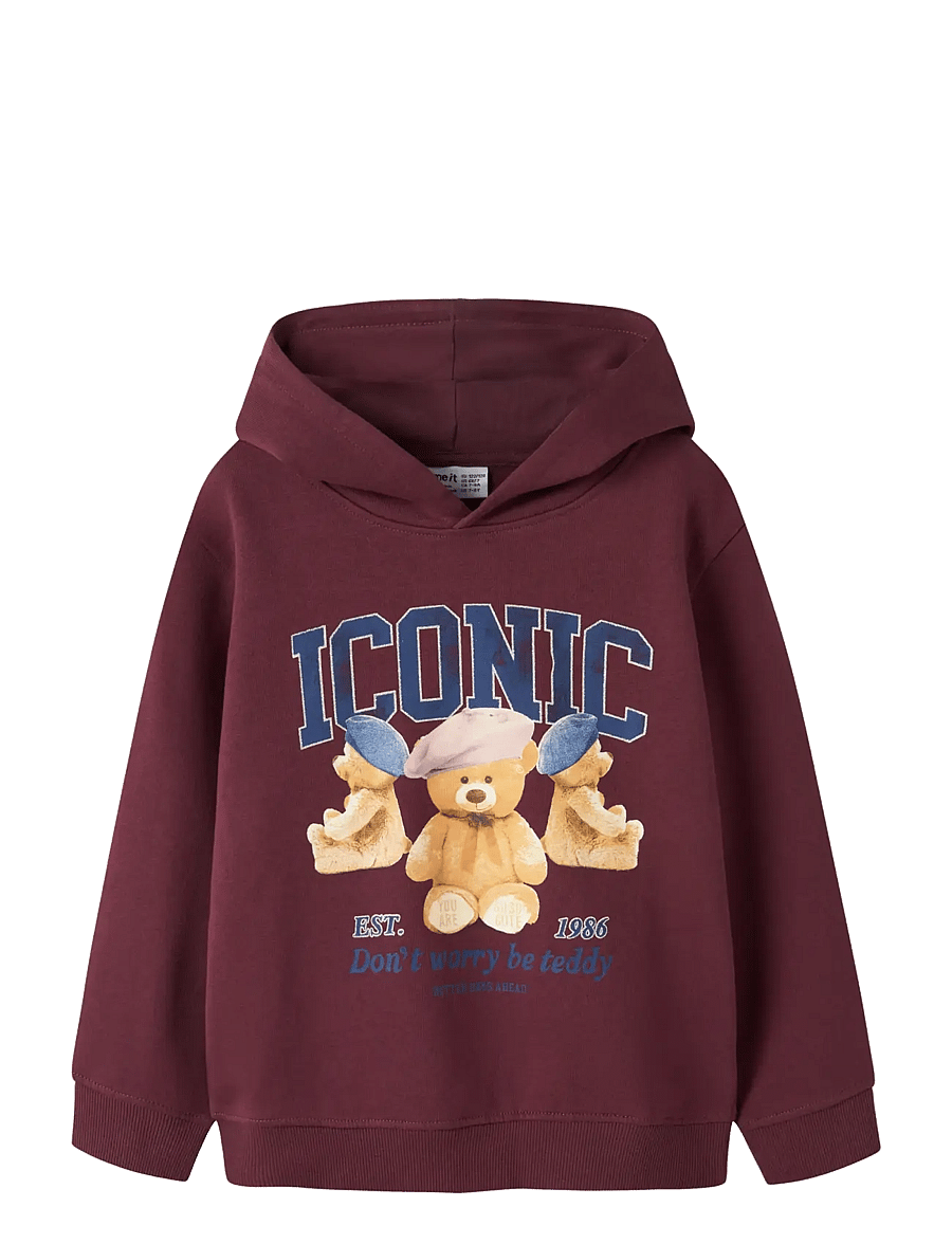 name it - NKFRYCCA LS NREG SWEAT WH BRU BOX - džemperiai su gobtuvu - burgundy - 1