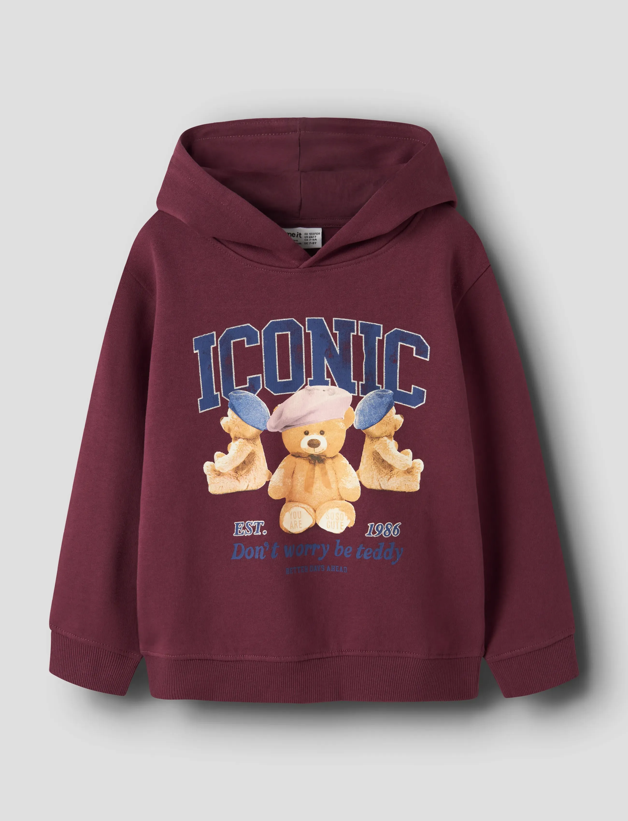 name it Nkfrycca Ls Nreg Sweat Wh Bru Box, 116, Burgundy, Sweatshirts & Hættetrøjer > Hættetrøjer, Børn