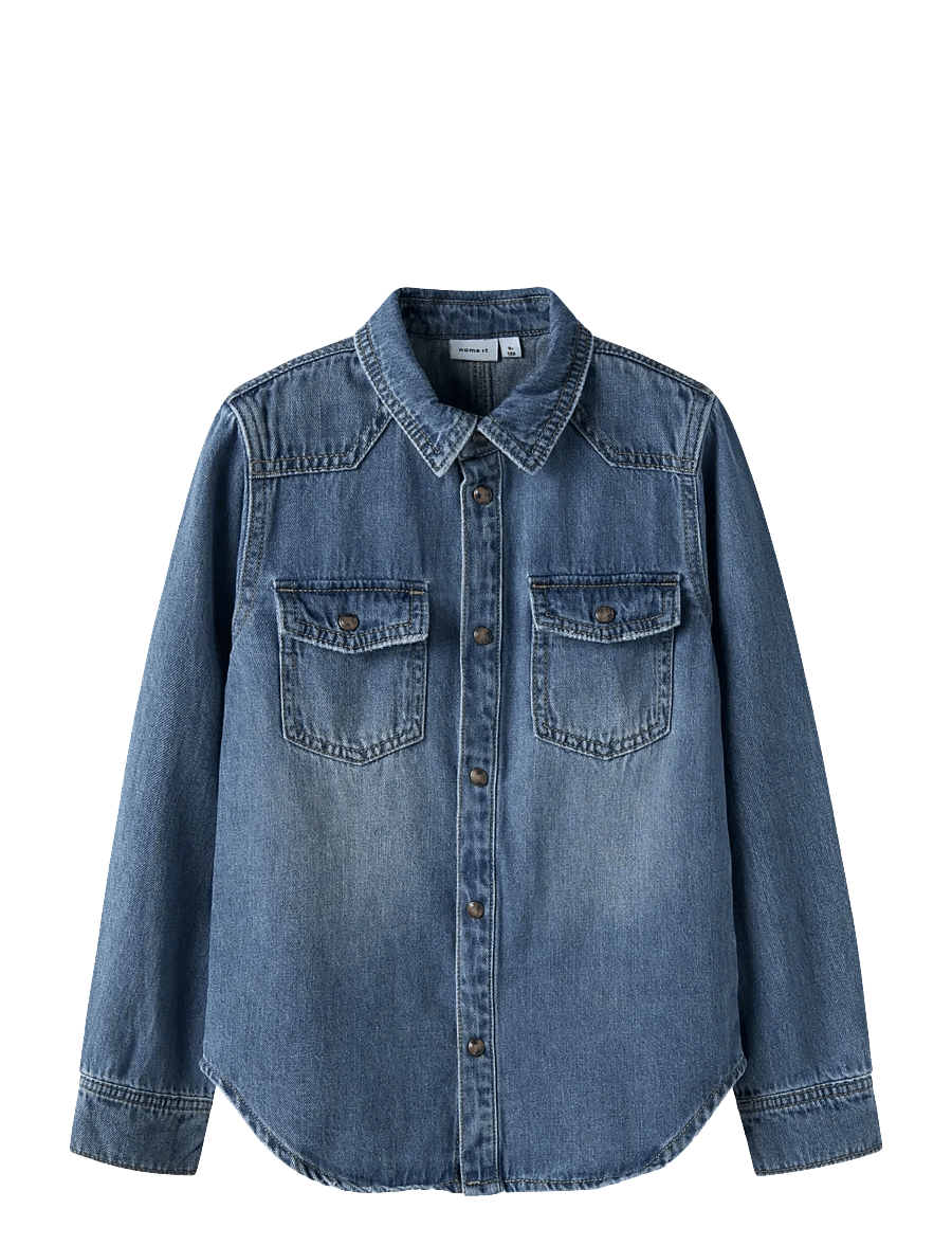 name it - NKMKIM OZ DNM LS SHIRT 6677-OZ T - skyrtur - medium blue denim - 1