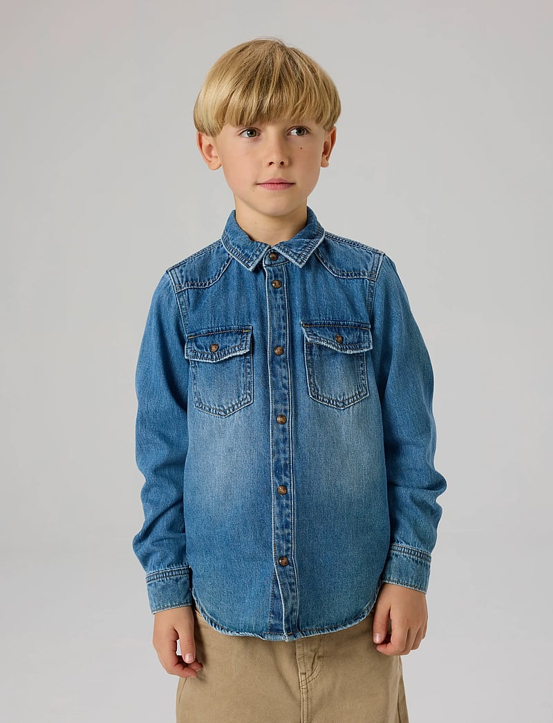 name it - NKMKIM OZ DNM LS SHIRT 6677-OZ T - langærmede skjorter - medium blue denim - 0