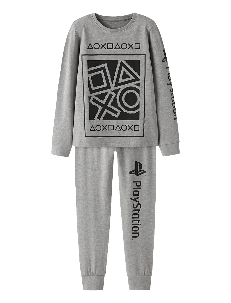 name it - NKMOLYMPOS PS LS NIGHTSET BFU - pyjamassæt - grey melange - 0