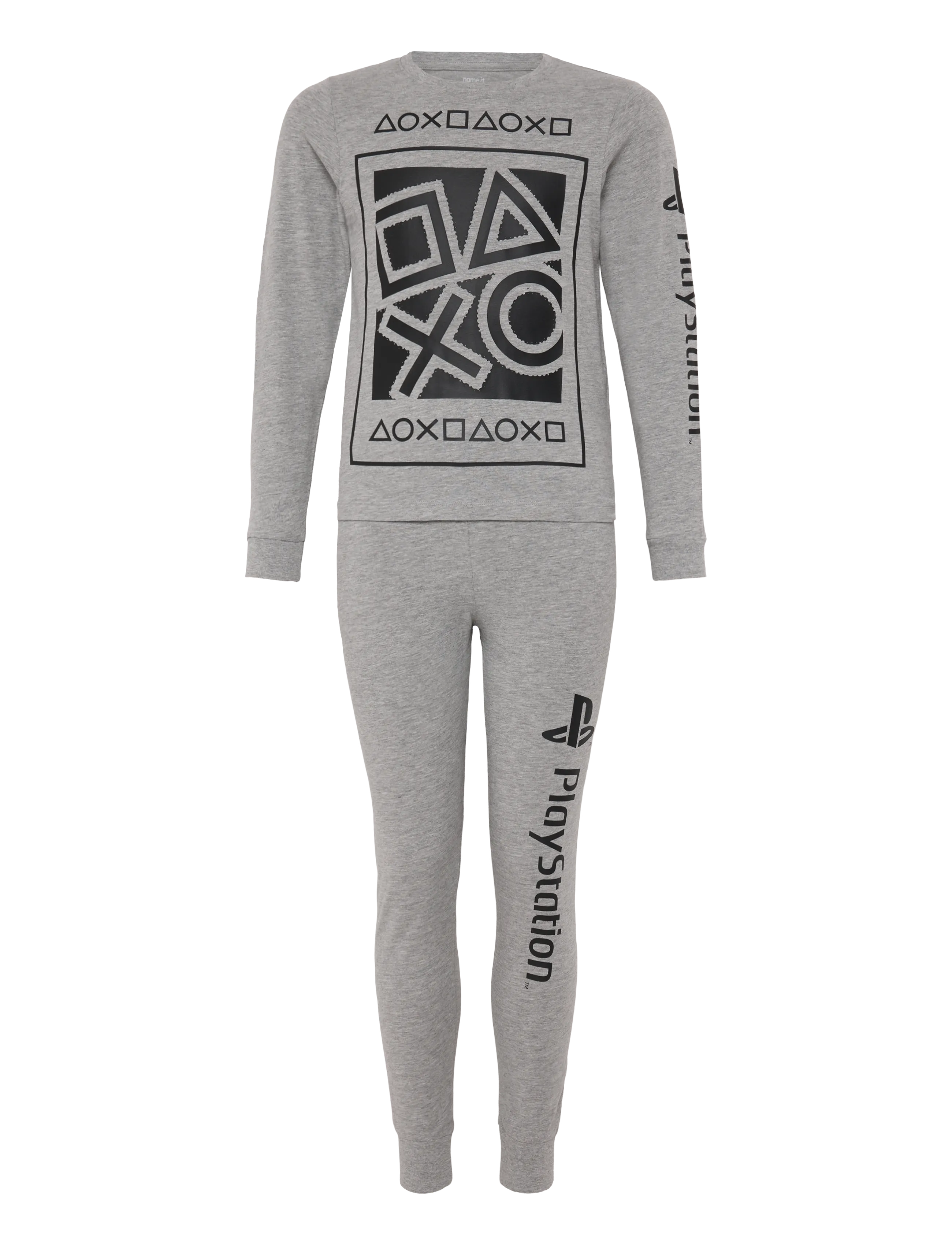 name it NKMOLYMPOS PS LS NIGHTSET BFU - Schlafanzüge - GREY MELANGE / grey
