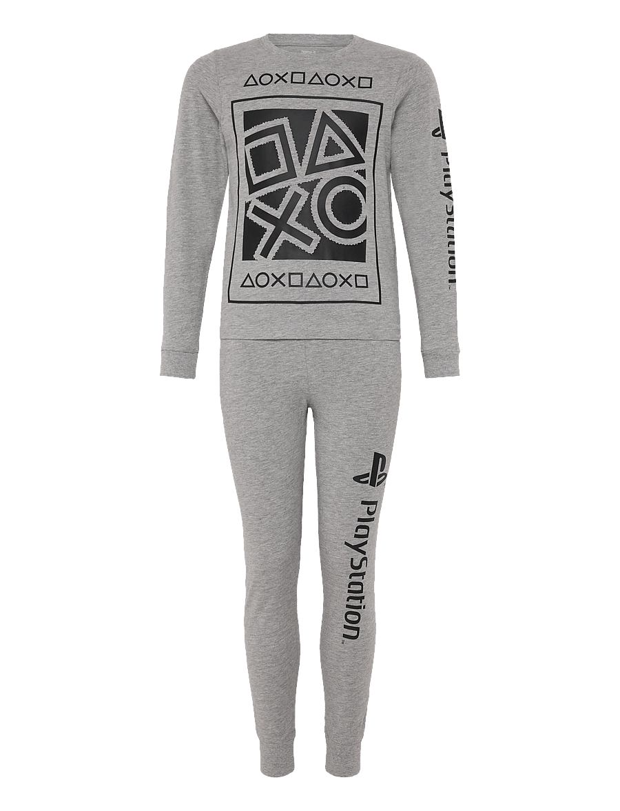 name it - NKMOLYMPOS PS LS NIGHTSET BFU - zestawy - grey melange - 0